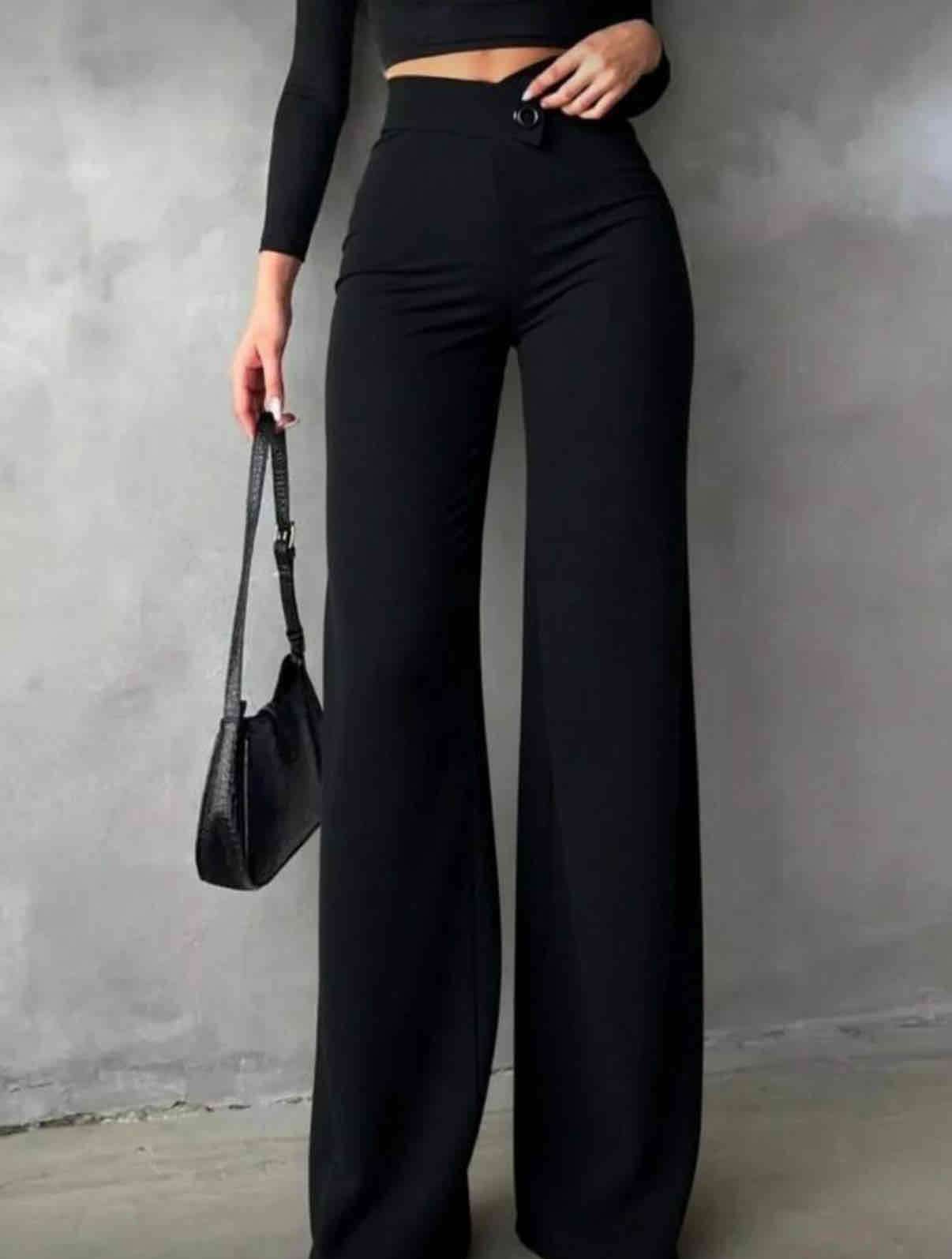 Pantalones negros de pierna ancha