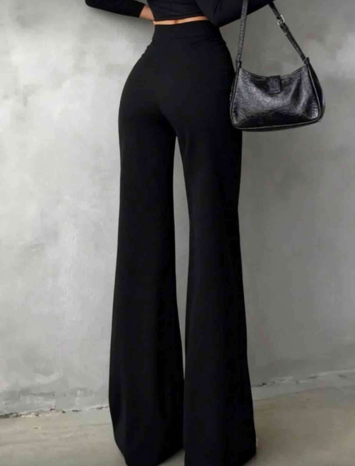 Pantalones negros de pierna ancha - miniatura 2