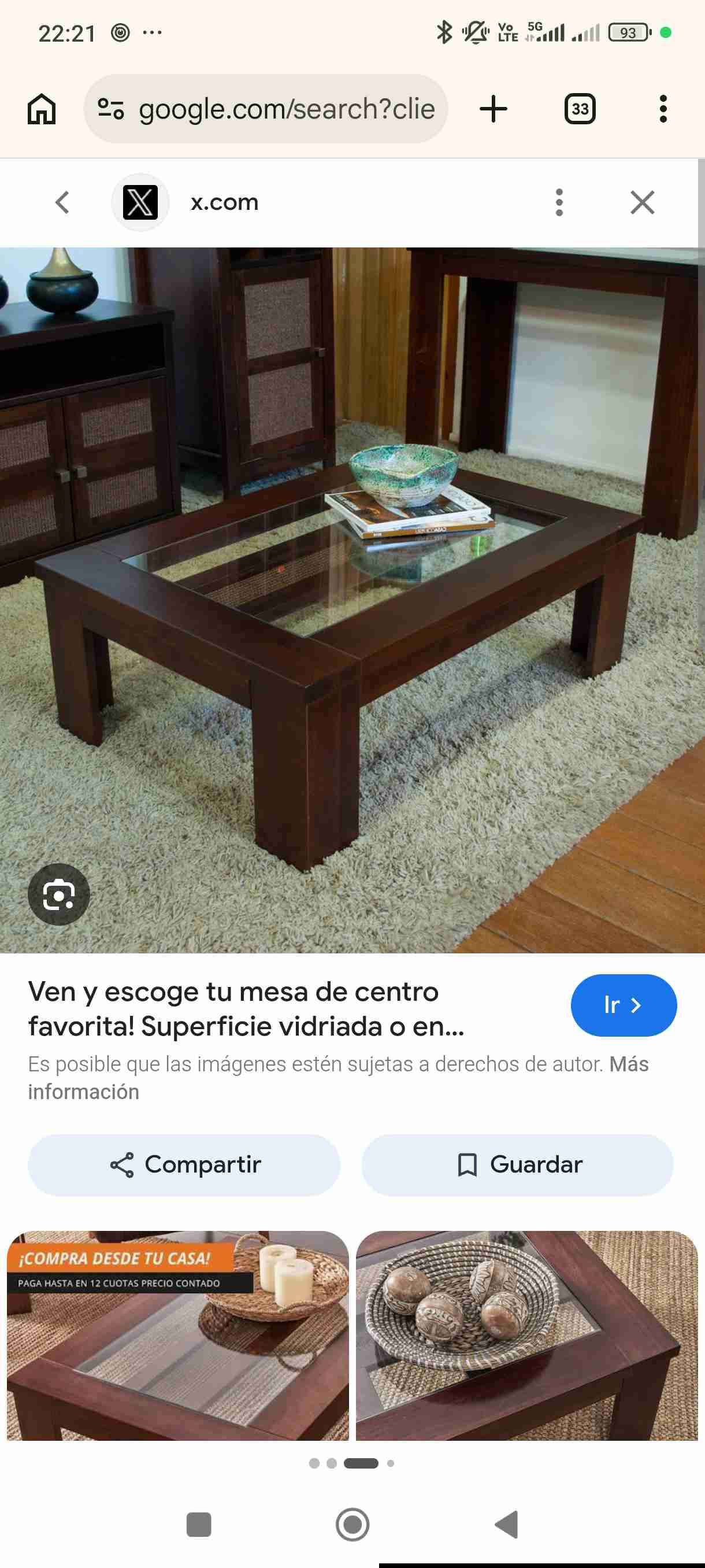 Mesa de centro de madera y vidrio - miniatura 3