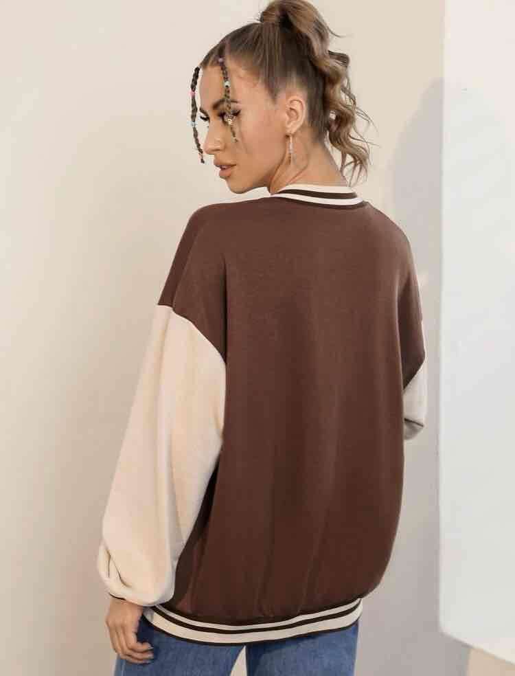 Chaqueta bomber marrón y blanca - miniatura 2