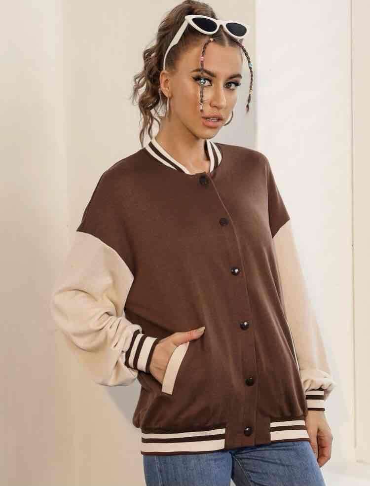 Chaqueta bomber marrón y blanca - miniatura 5