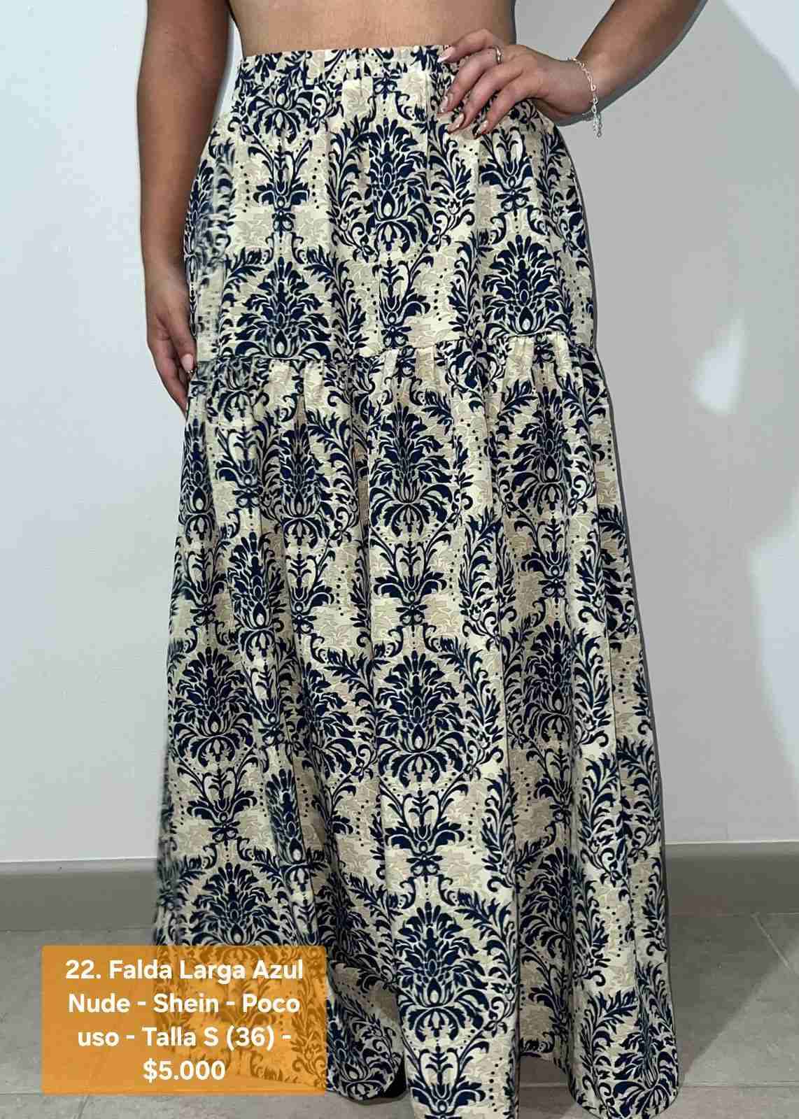 Falda larga azul nude Shein