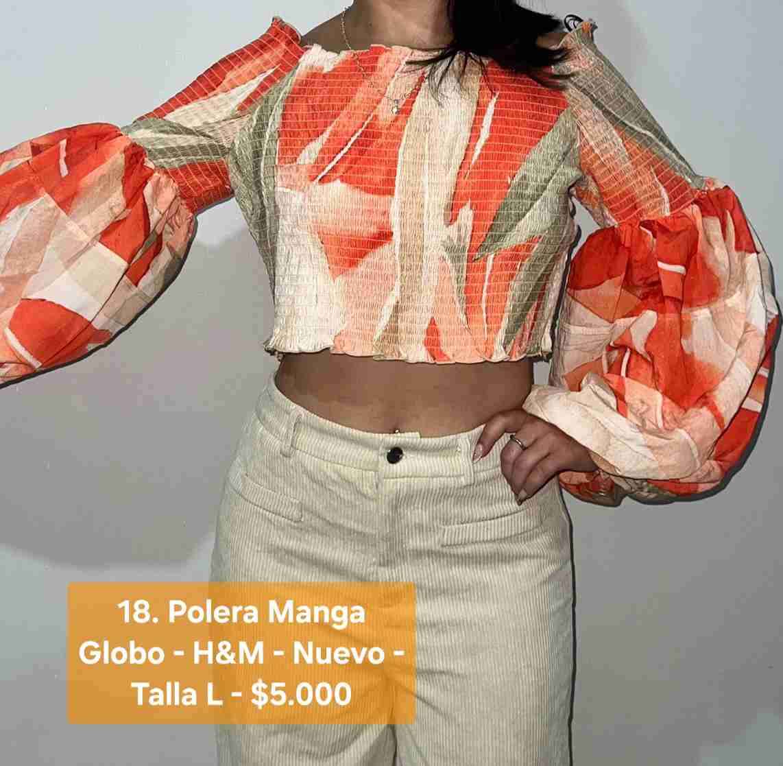 Blusa manga globo naranja H&M