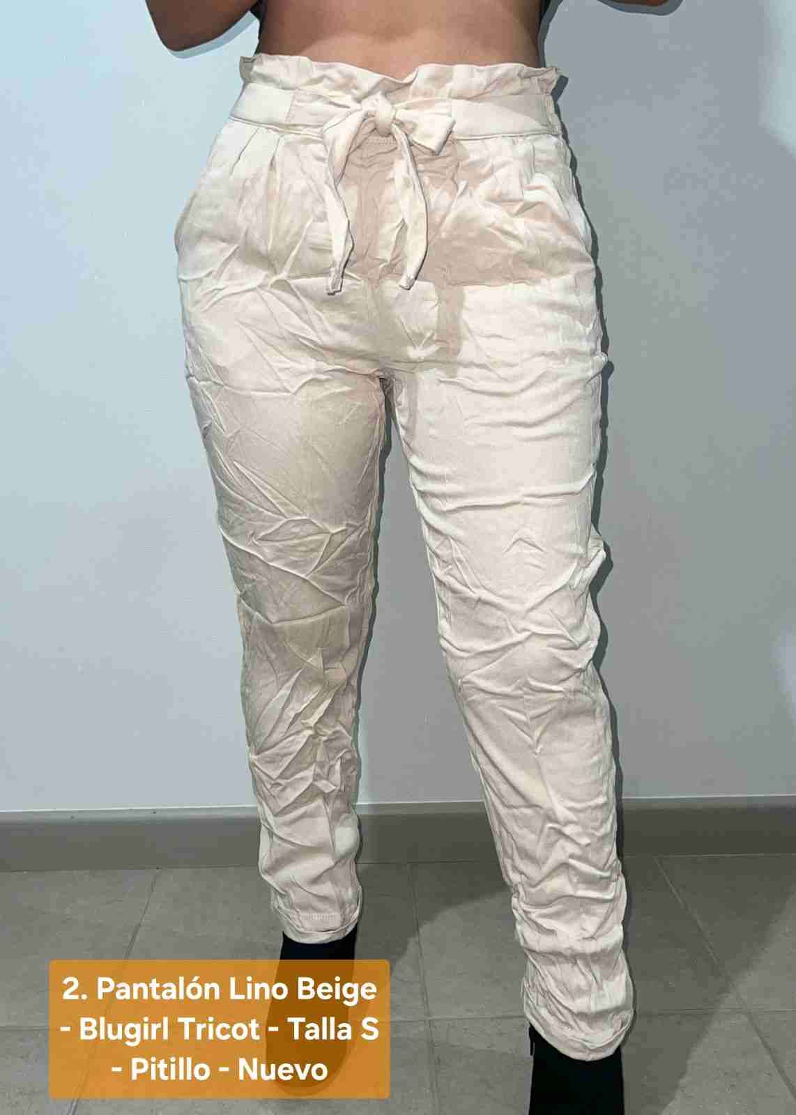 Pantalón Lino Beige Nuevo