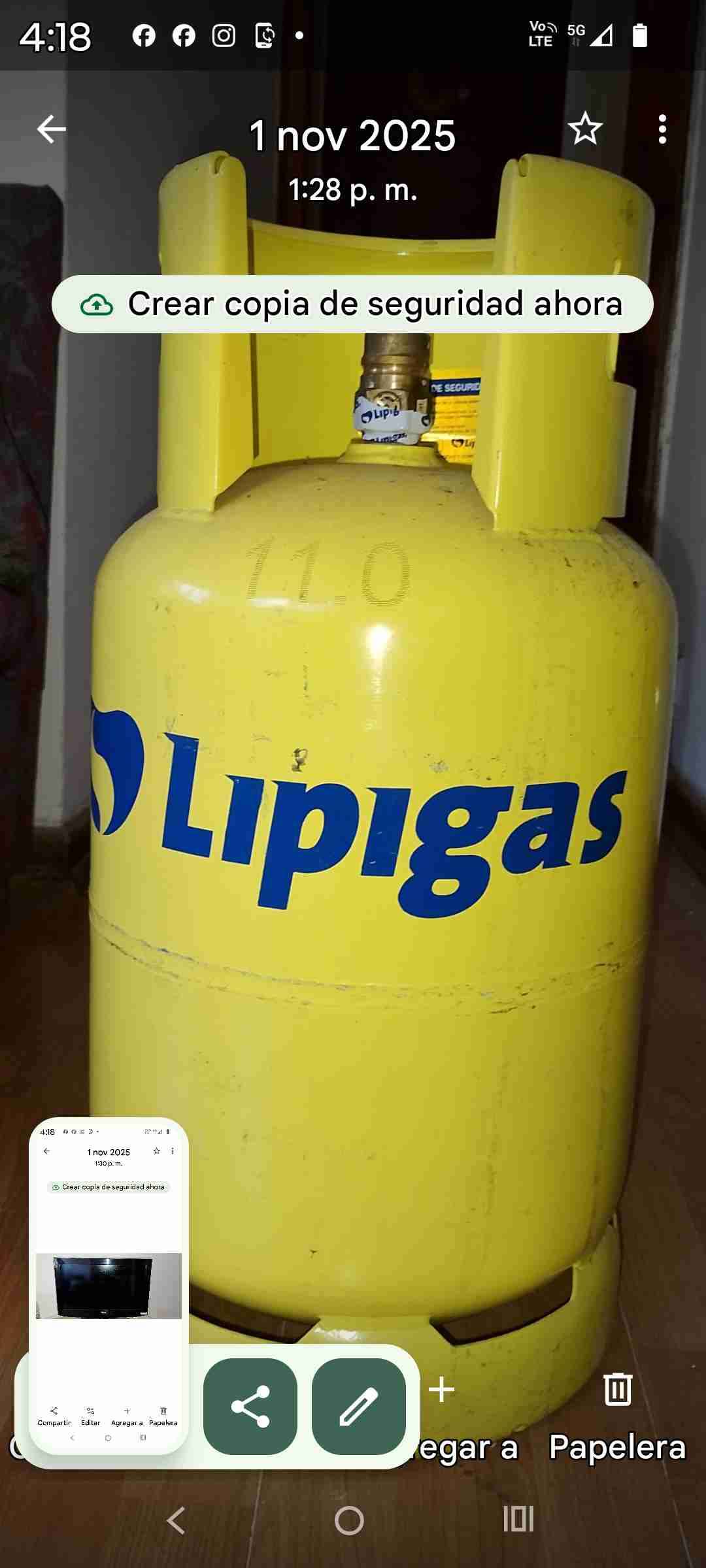 Balón de gas Lipigas amarillo