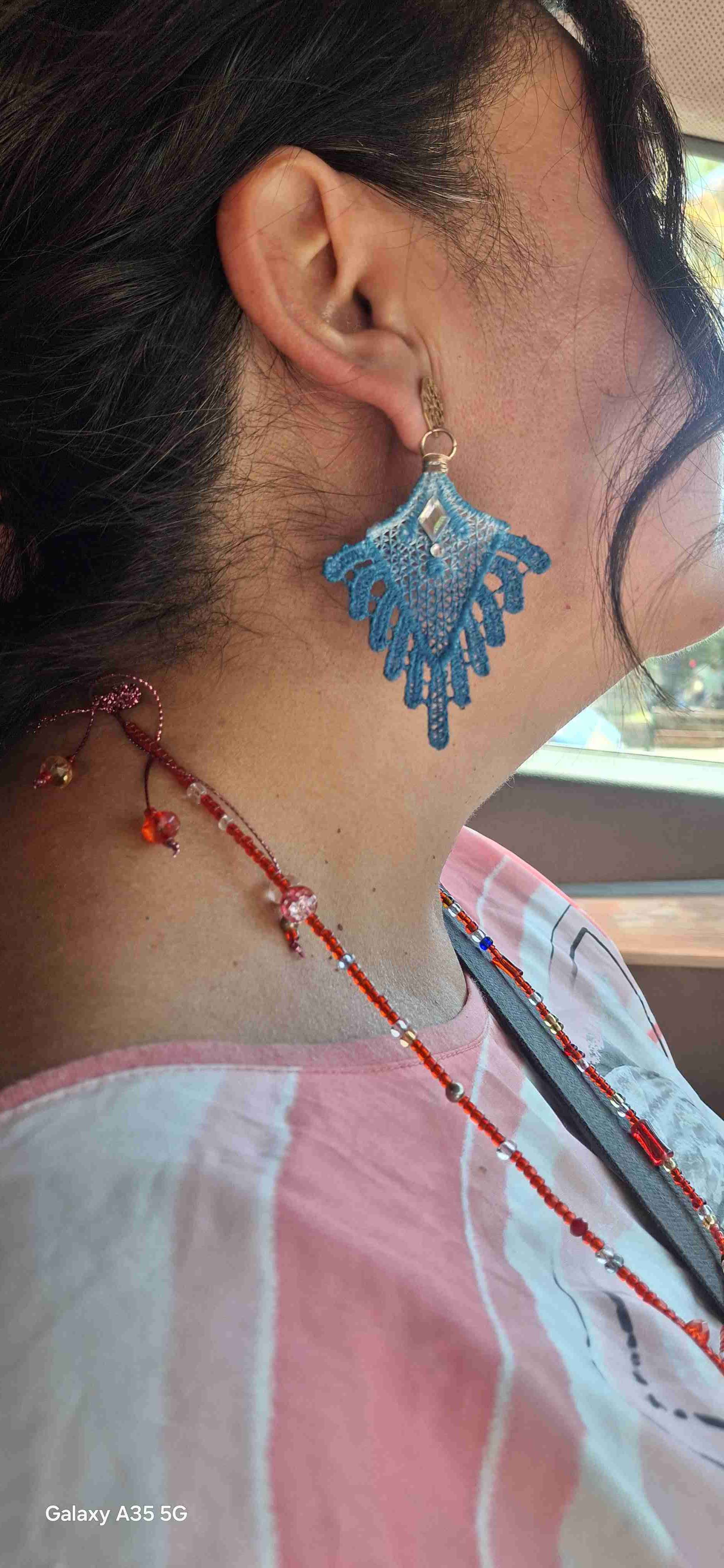 Aros tejidos color turquesa