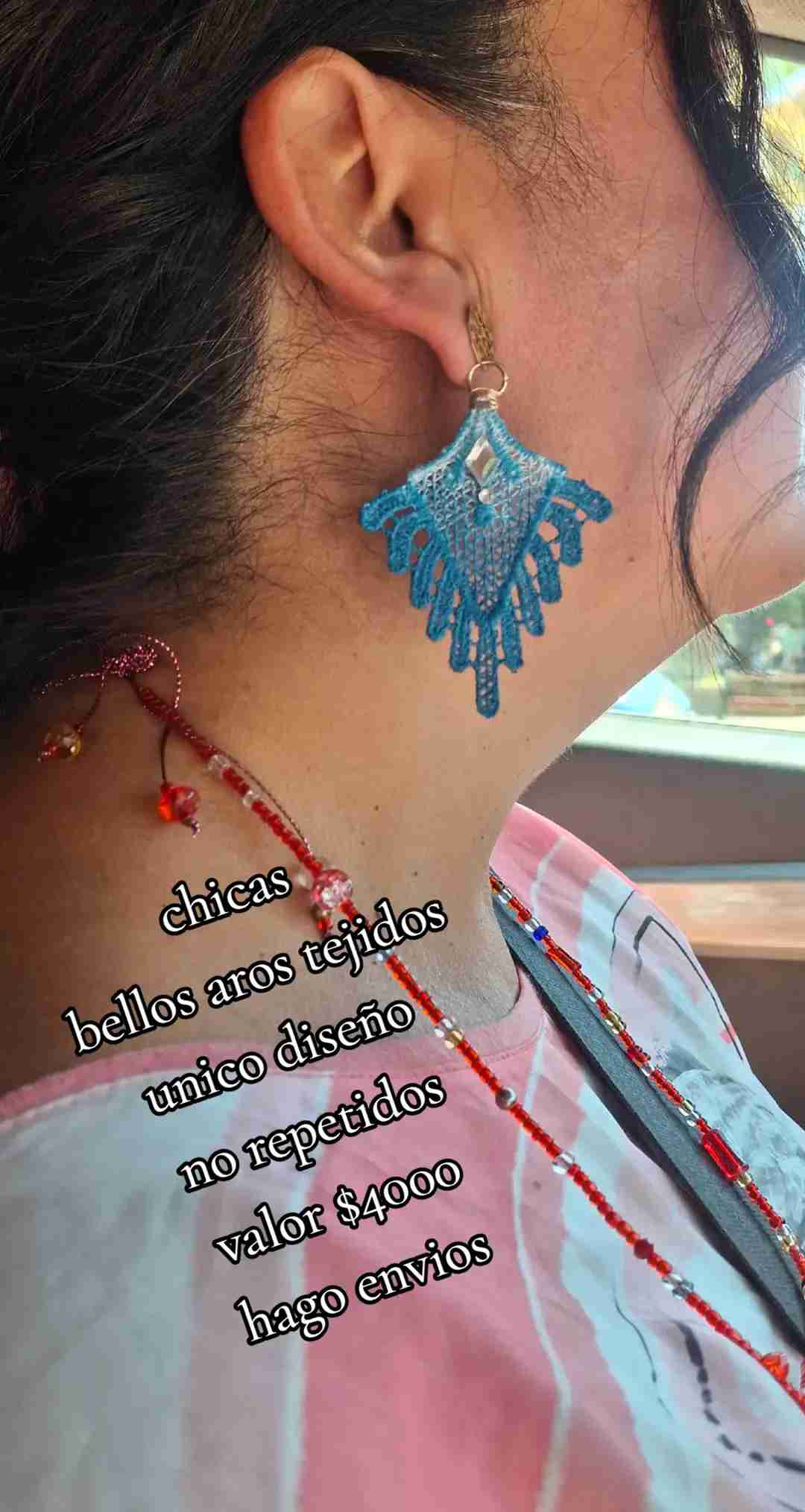 Aros tejidos color turquesa - miniatura 2