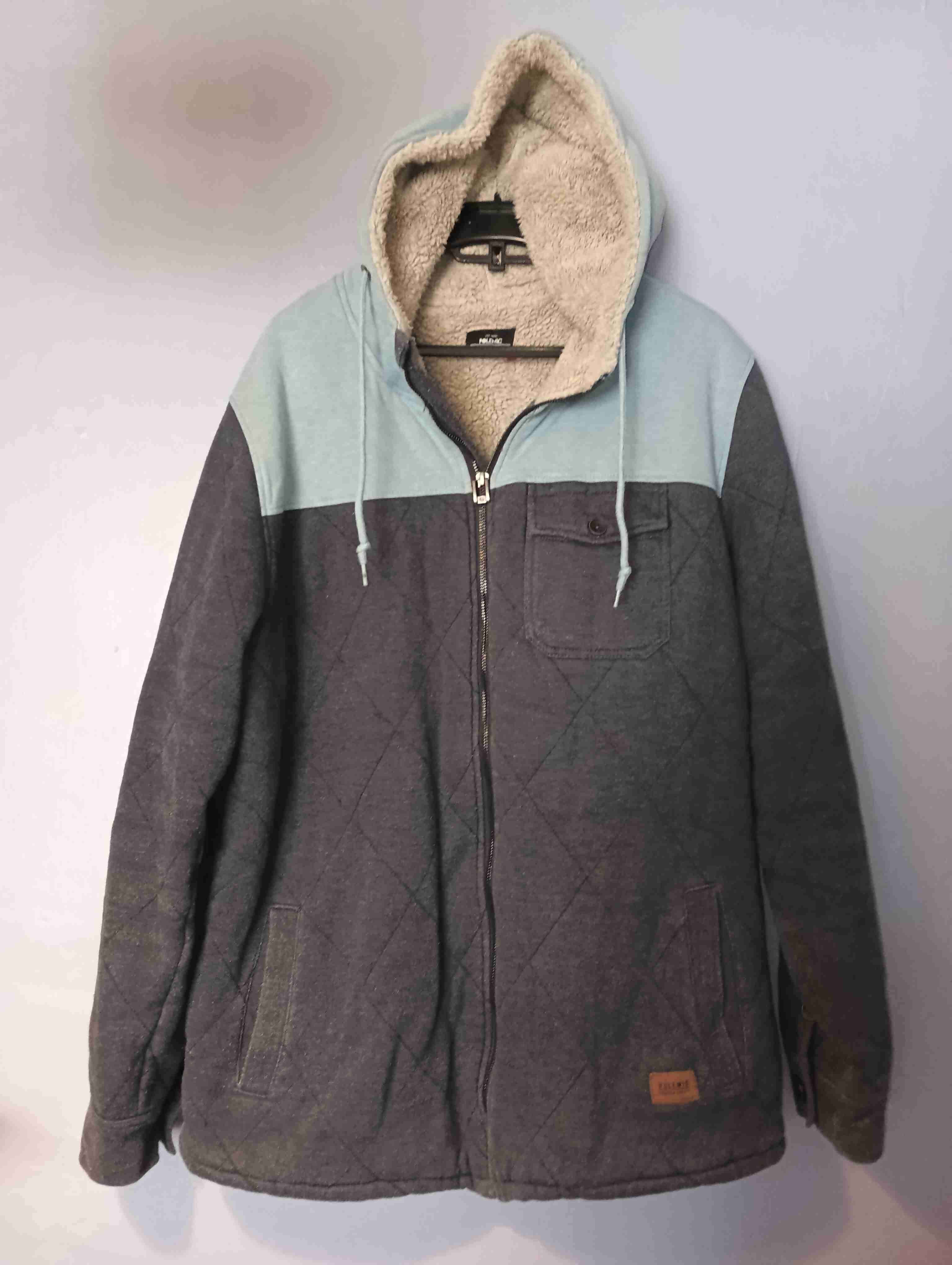 Chaqueta Polémic con capucha gris y azul