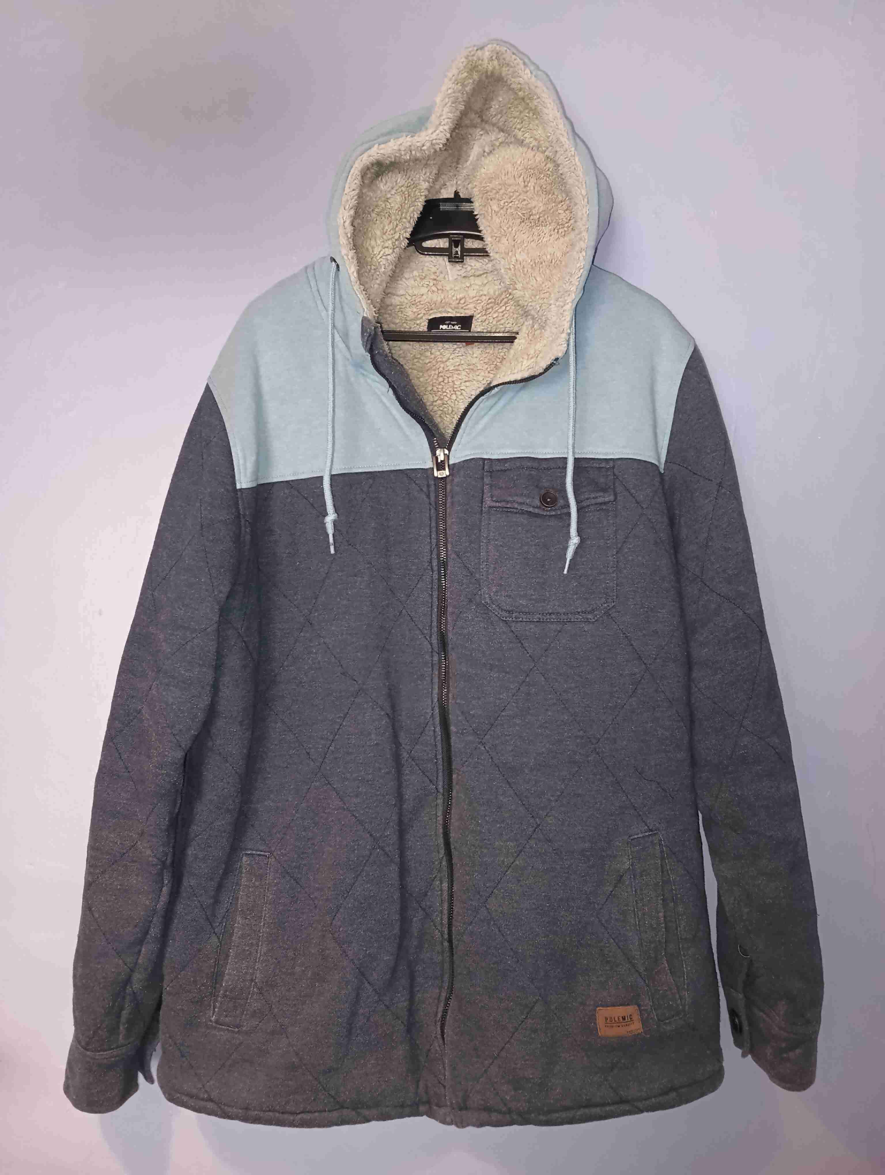 Chaqueta Polémic con capucha gris y azul - miniatura 2