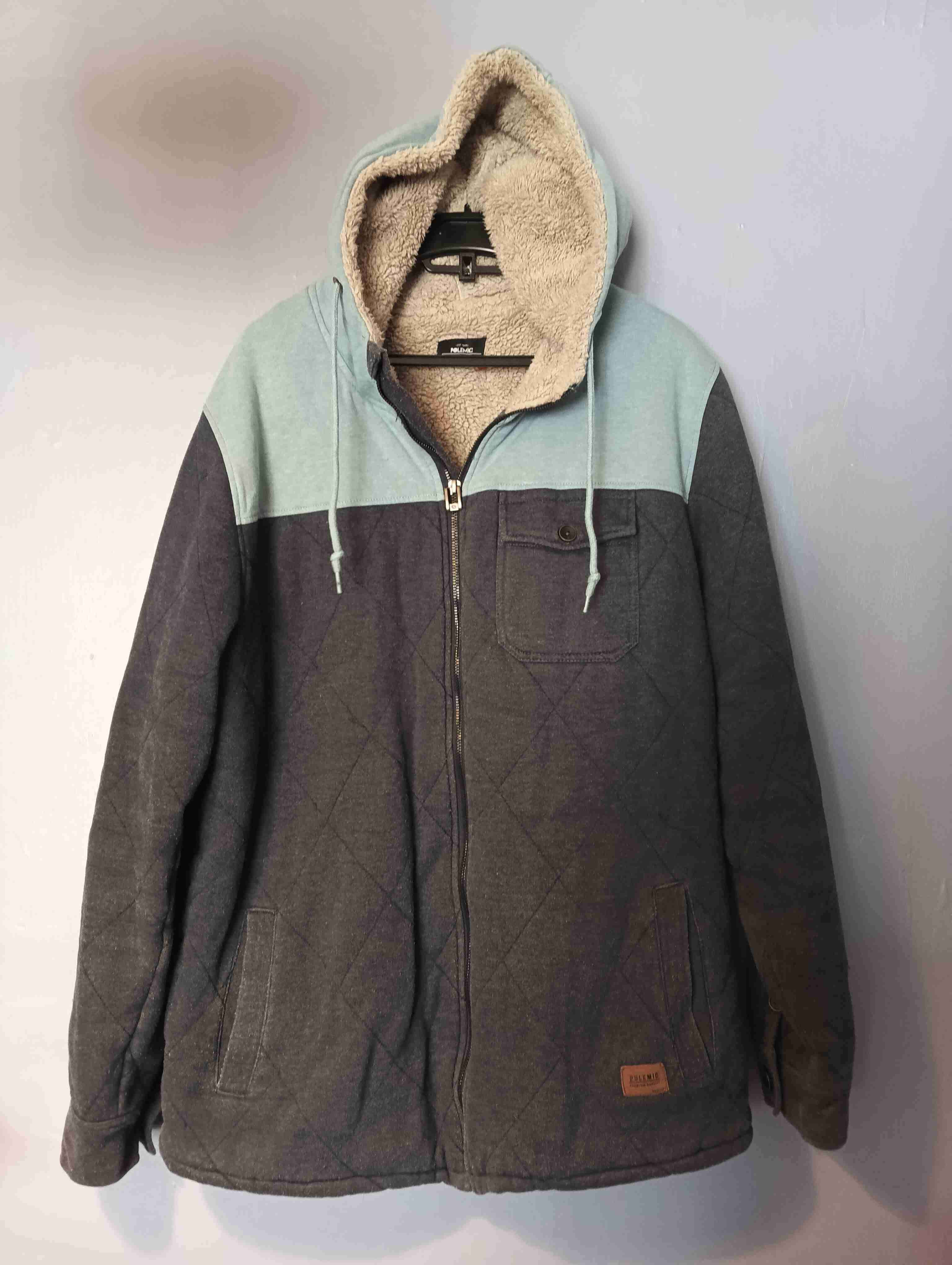 Chaqueta Polémic con capucha gris y azul - miniatura 3