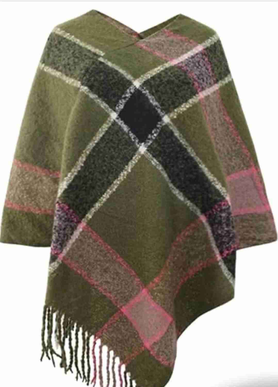 Poncho lanilla cuadros colores