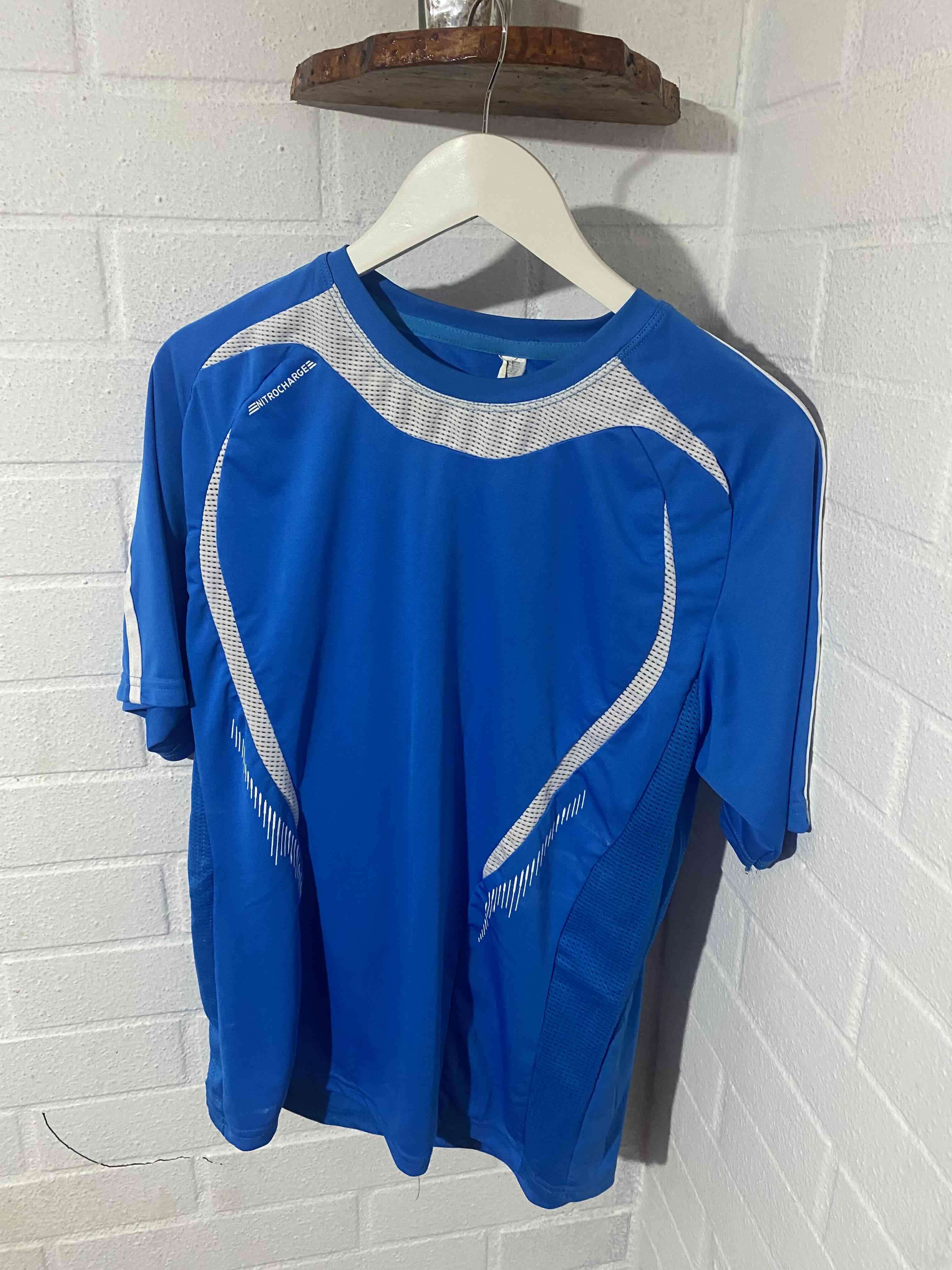 Polera deportiva azul y short