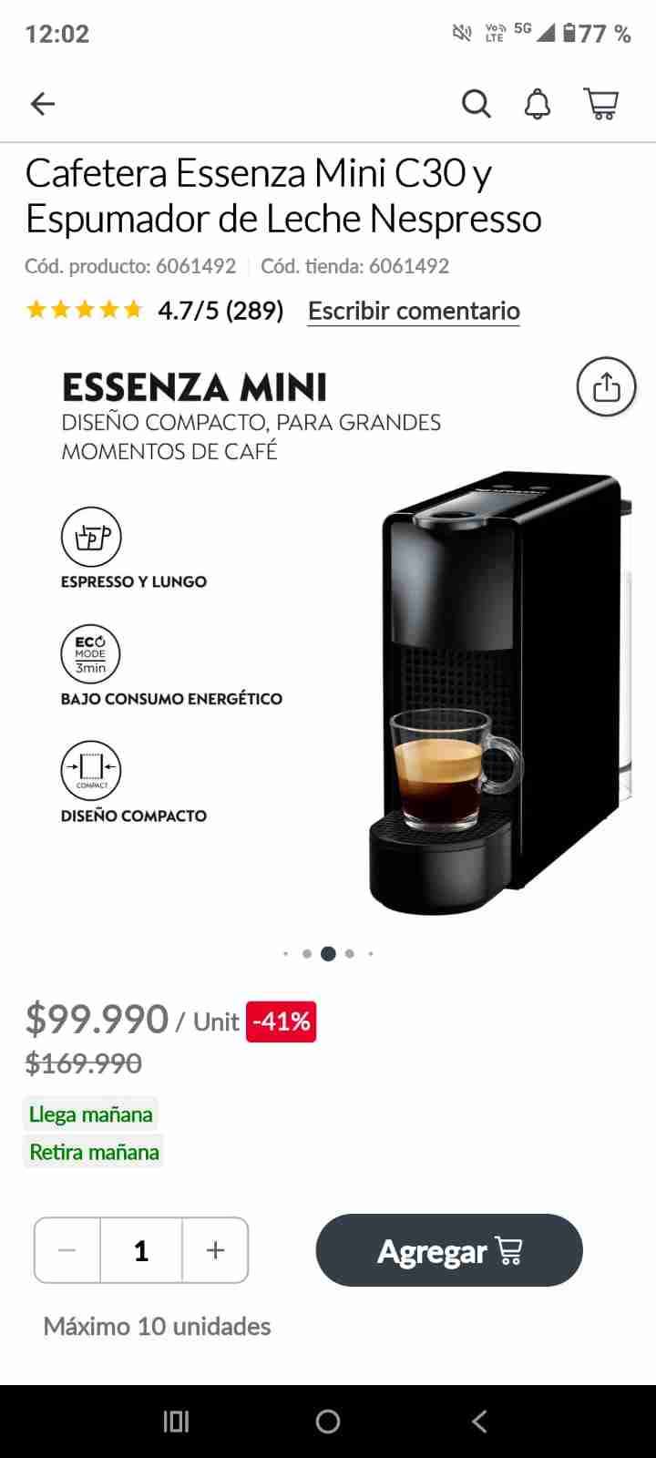 Cafetera Nespresso Mini c30 - miniatura 4