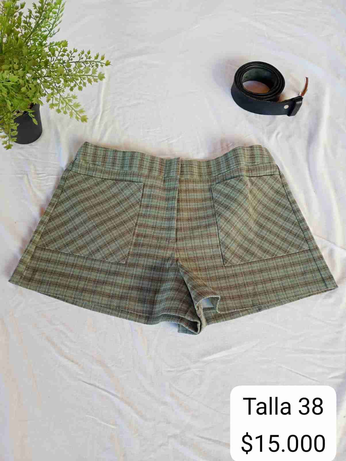 Shorts a cuadros en tonos verdes - miniatura 4