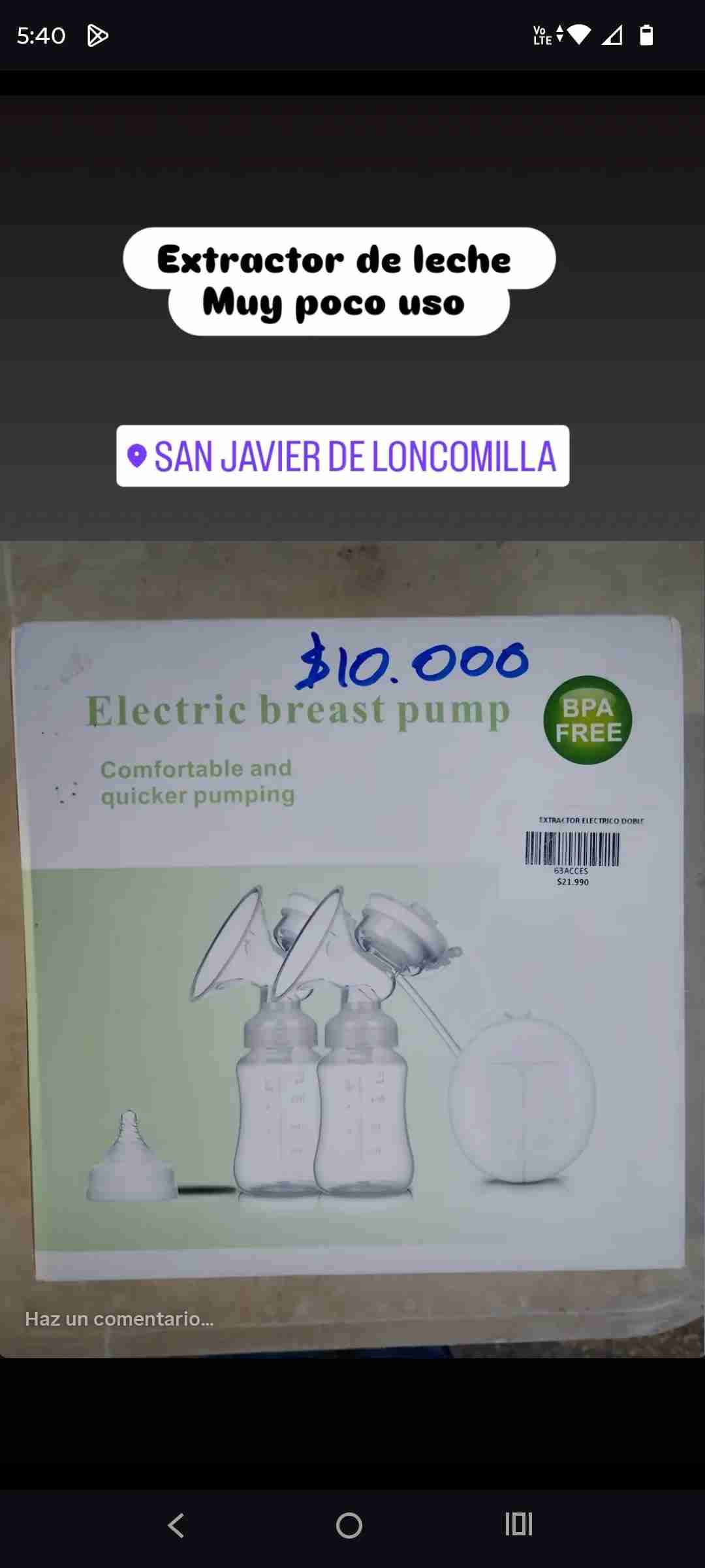 Extractor eléctrico de leche