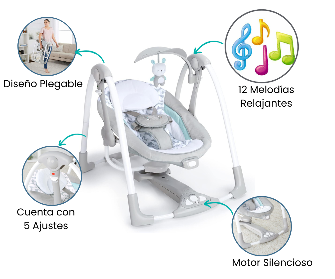 Columpio de bebé gris claro - miniatura 2