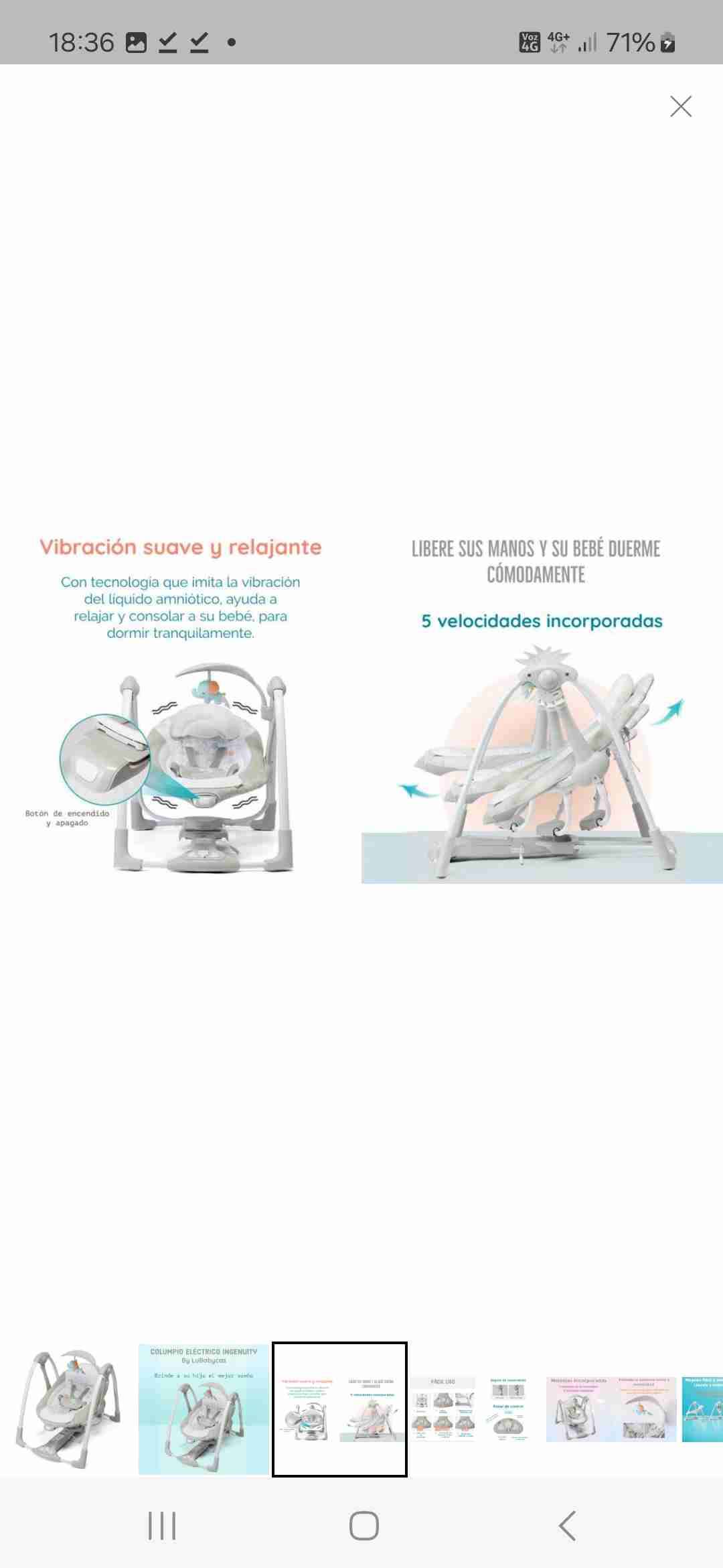 Columpio de bebé gris claro - miniatura 3