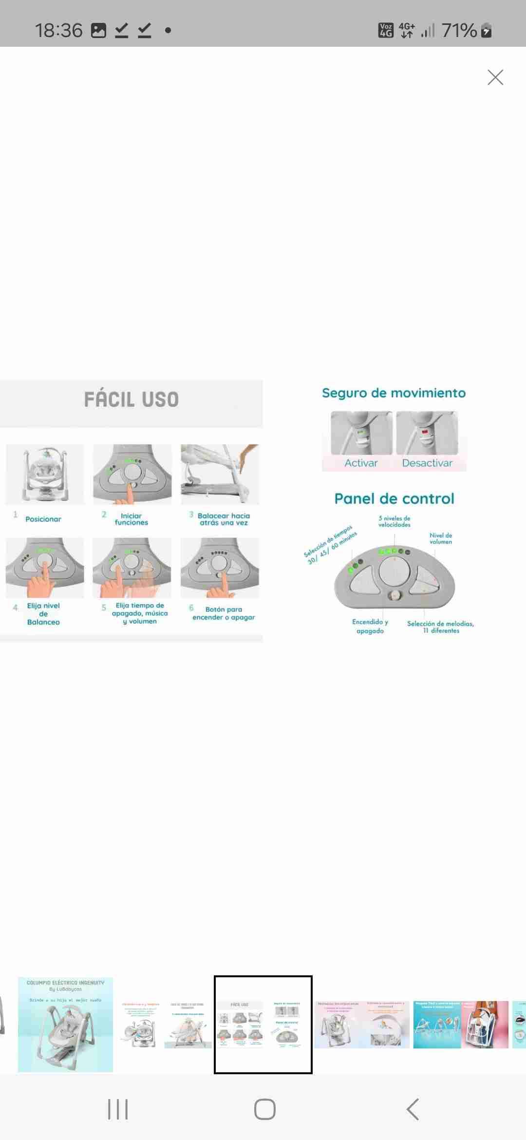 Columpio de bebé gris claro - miniatura 4
