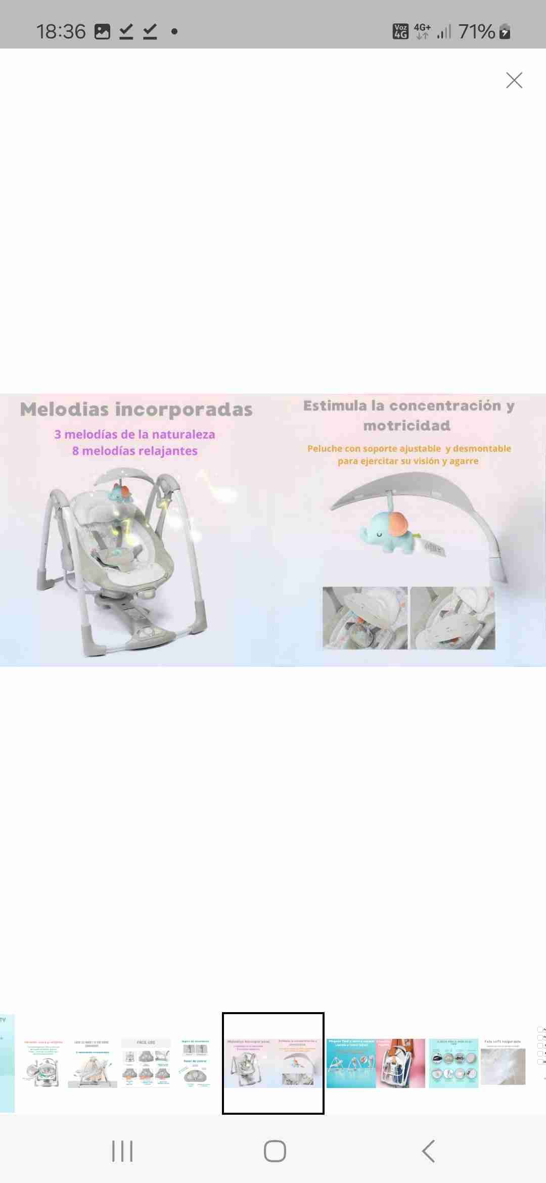 Columpio de bebé gris claro - miniatura 5