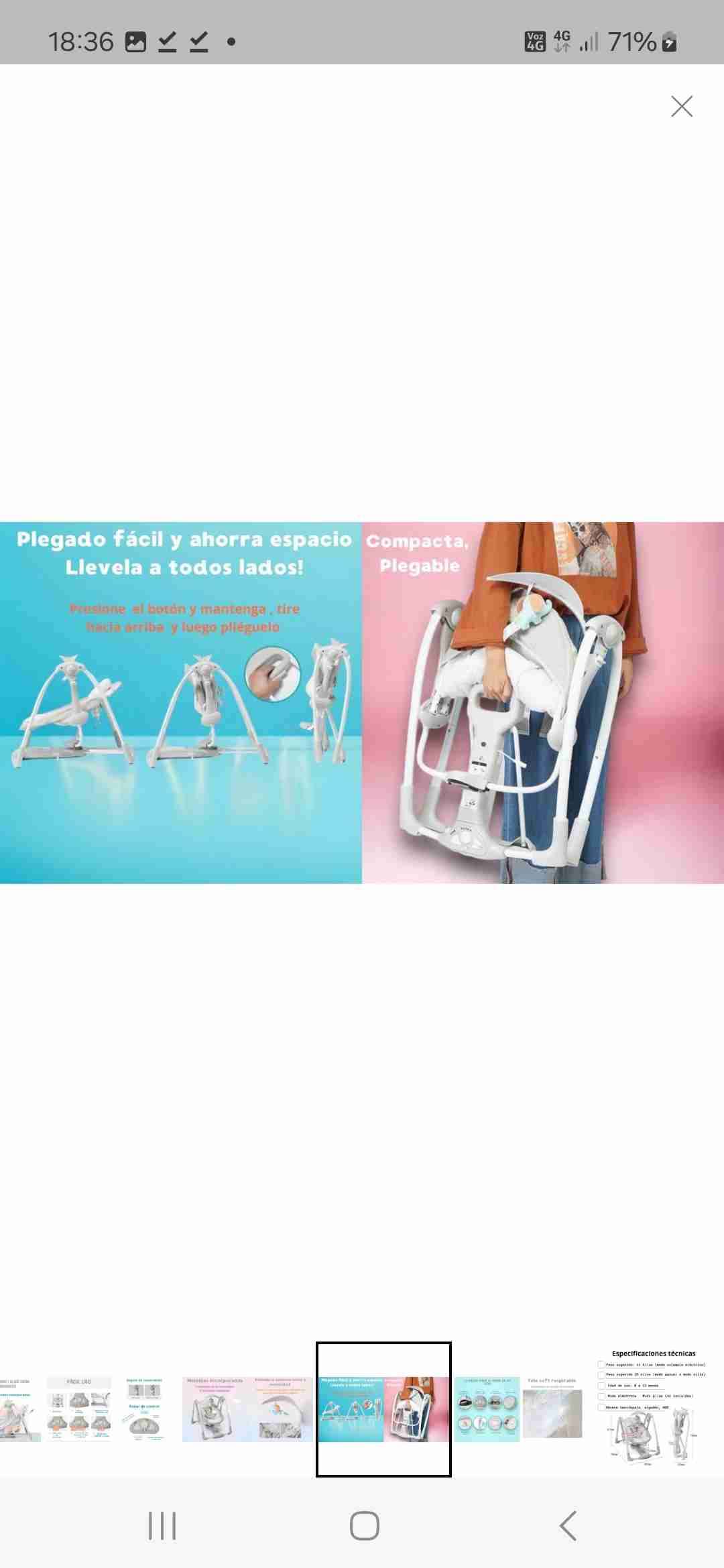 Columpio de bebé gris claro - miniatura 6