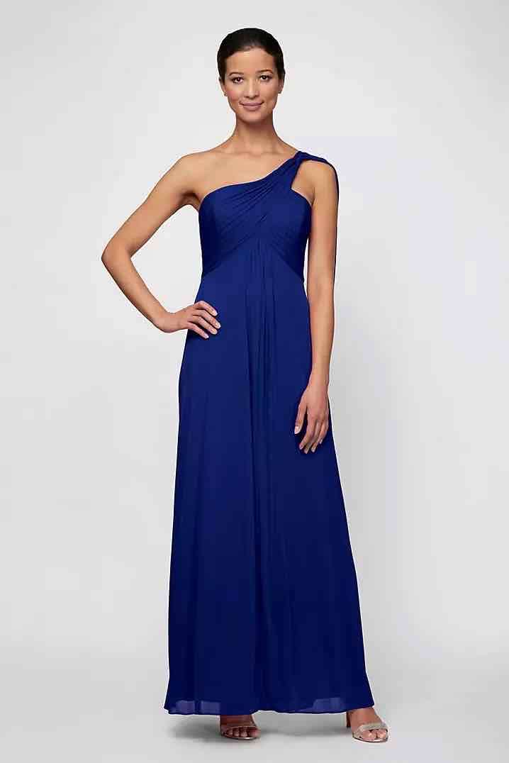 Vestido azul un hombro