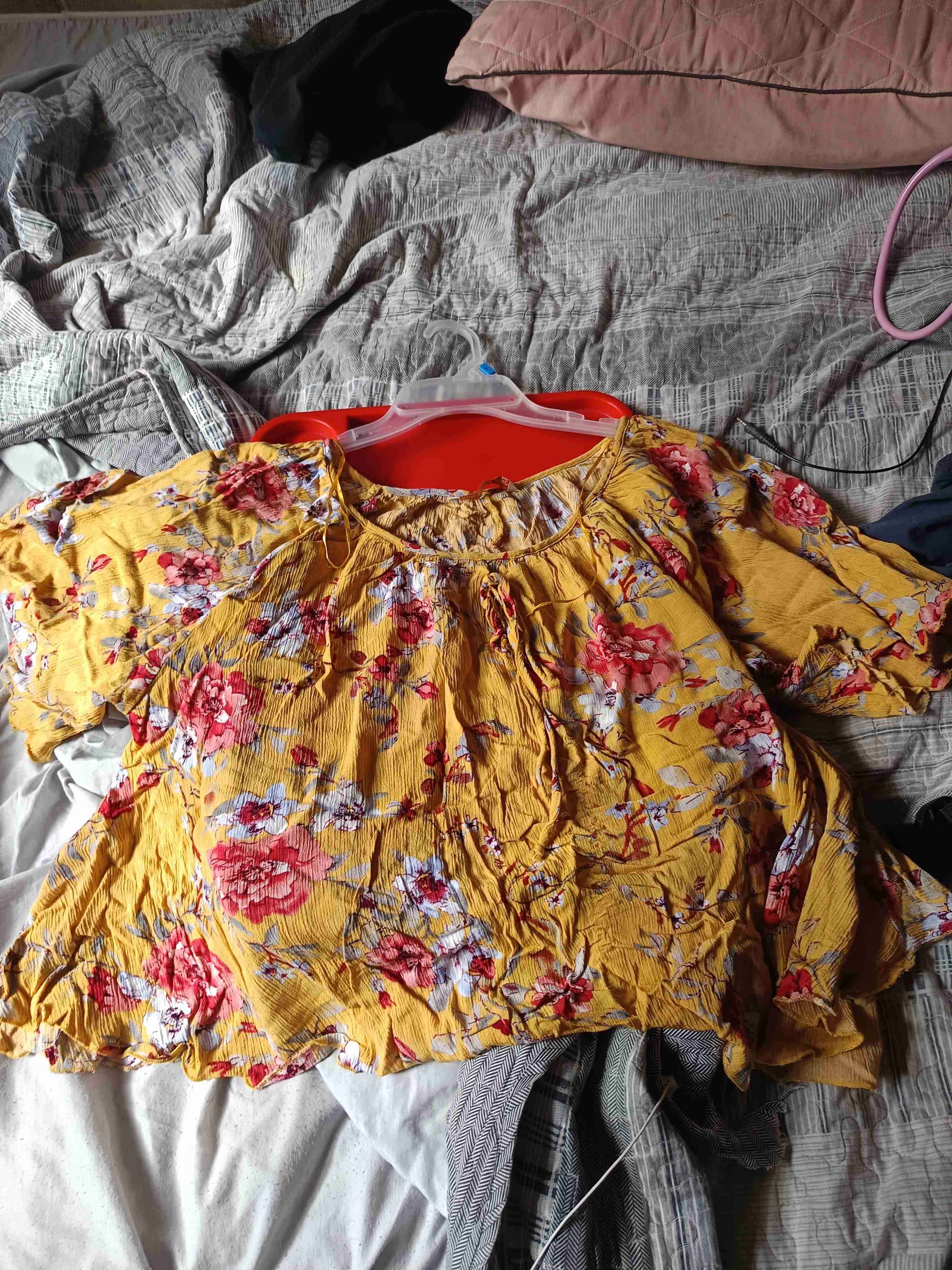 Blusa amarilla floral mujer XXL