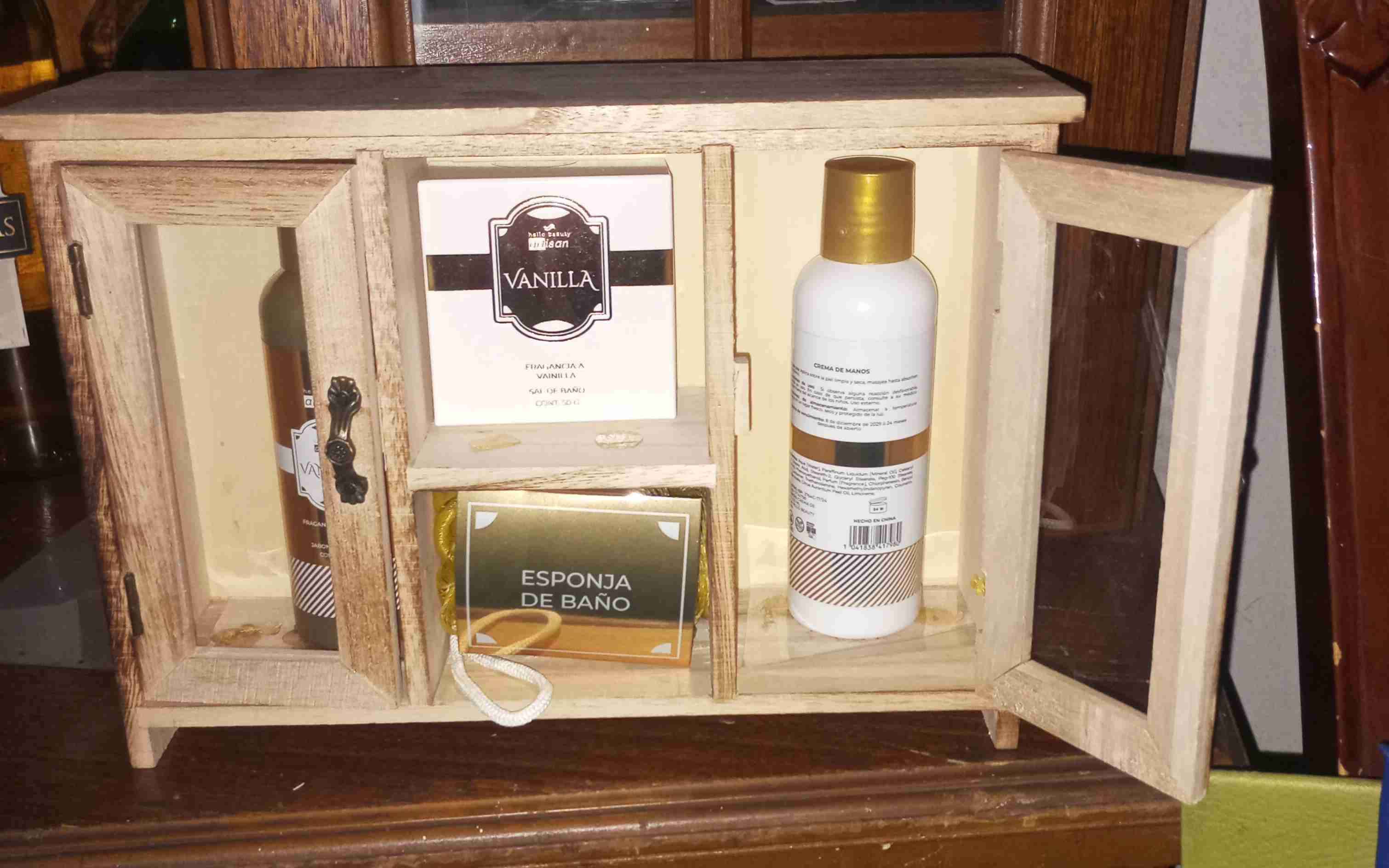 Set de baño vainilla en caja de madera - miniatura 4