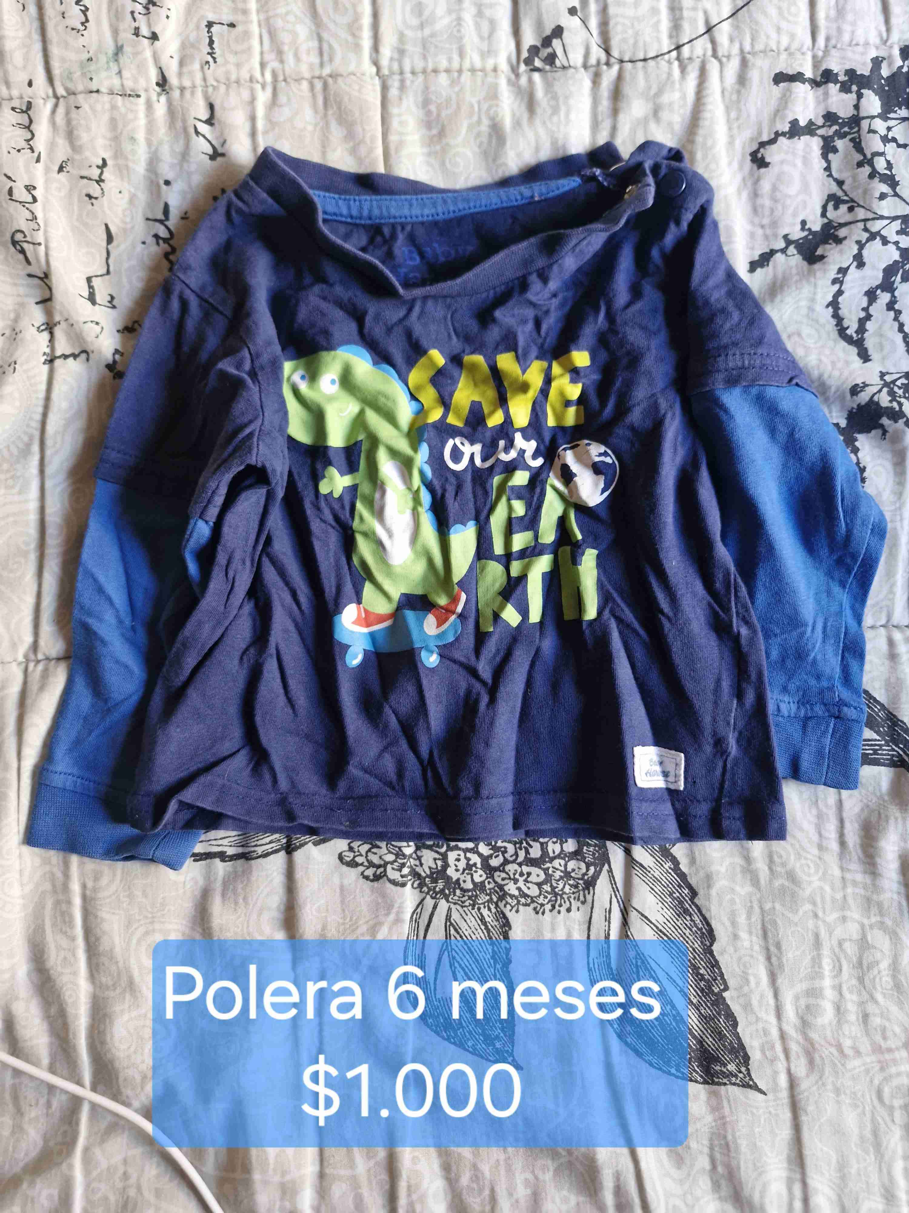 Polera bebé azul 6 meses