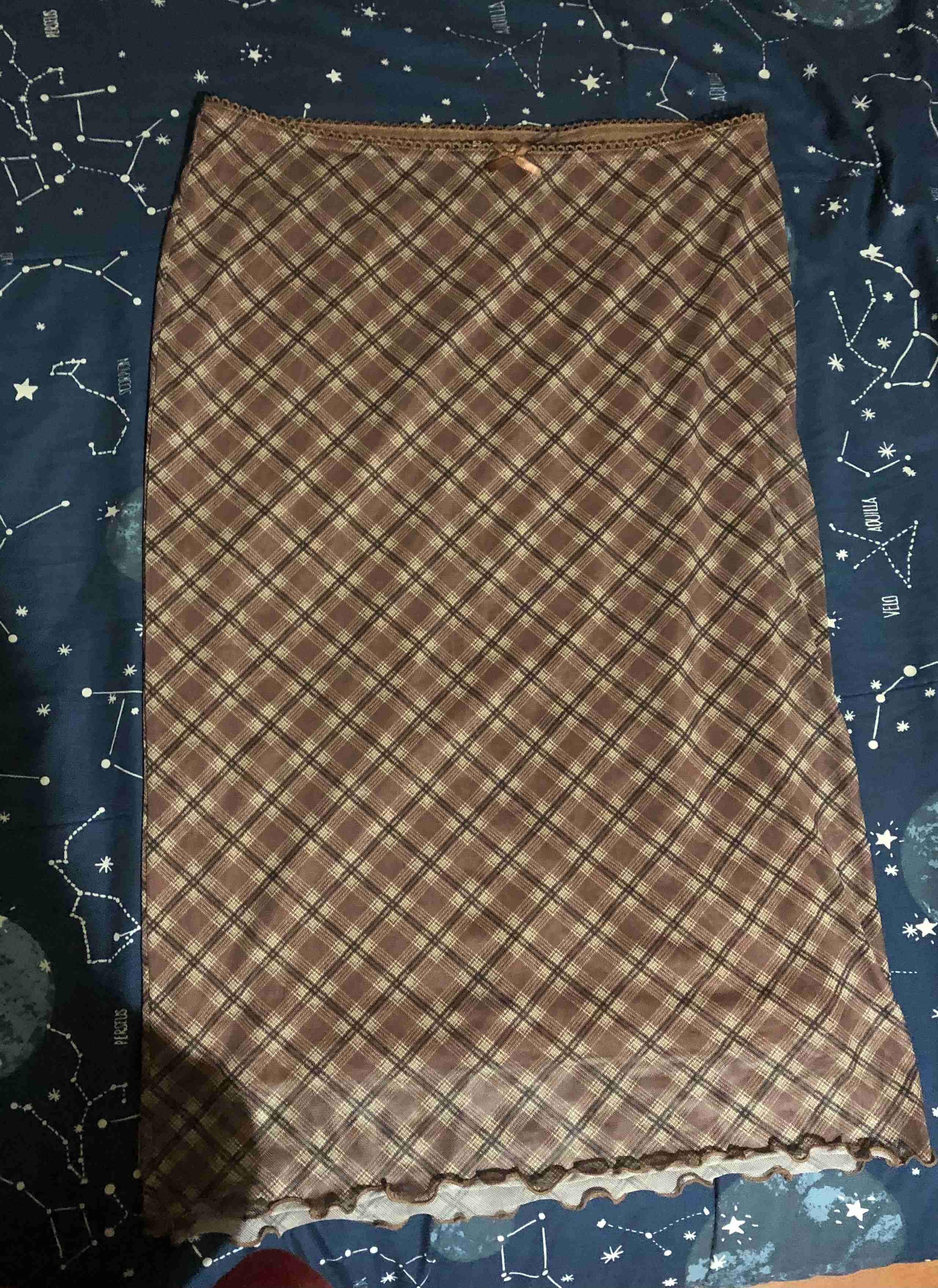 Falda larga cuadros marrones