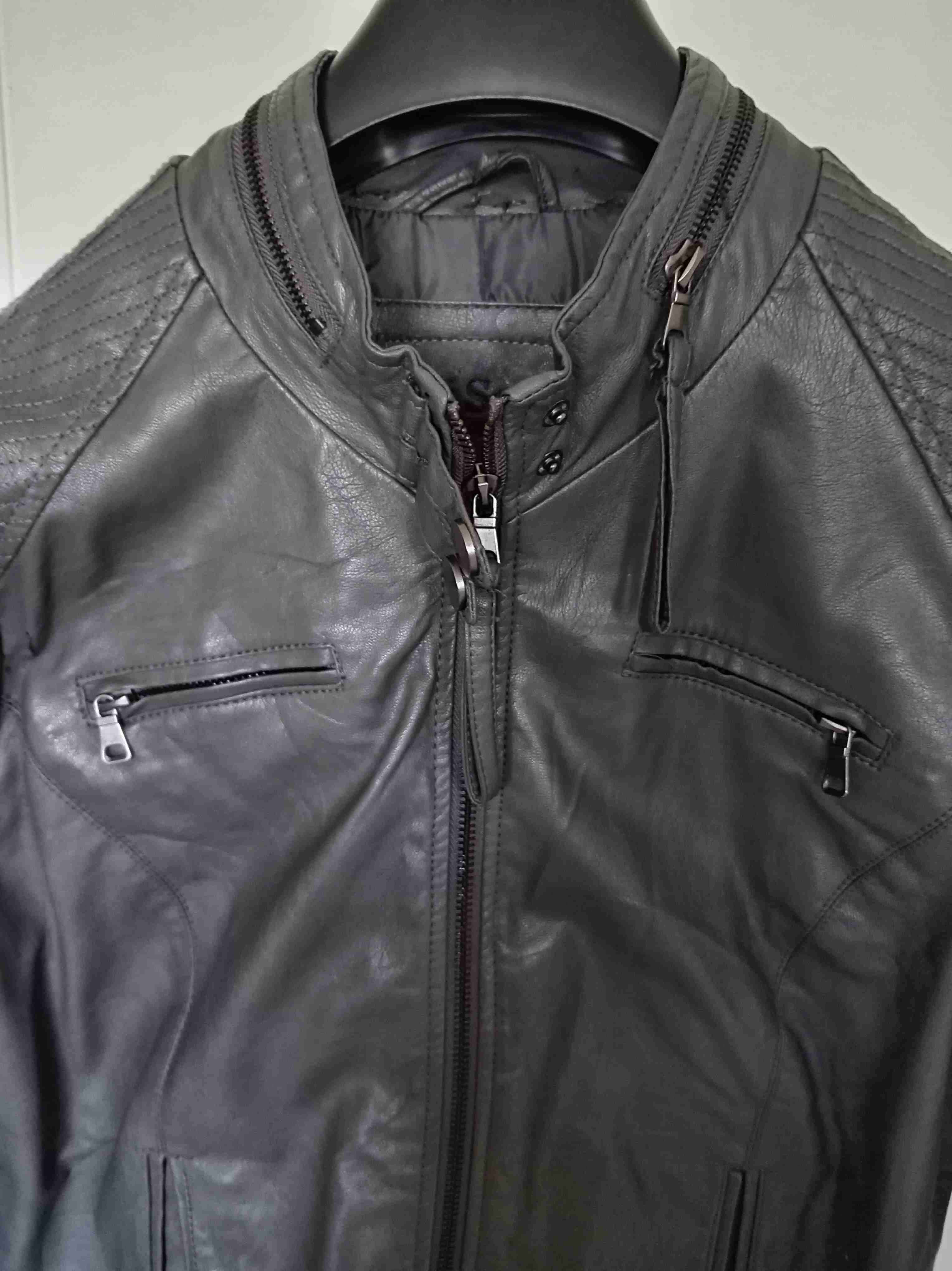 Chaqueta de cuero gris oscuro - miniatura 2