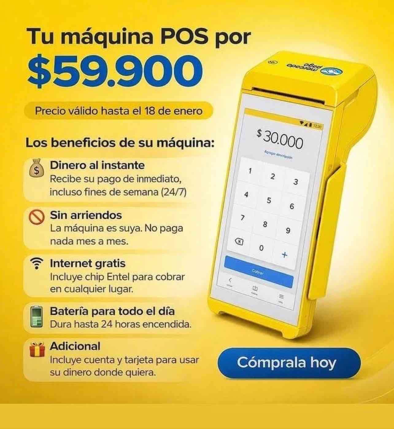 Máquina POS amarilla