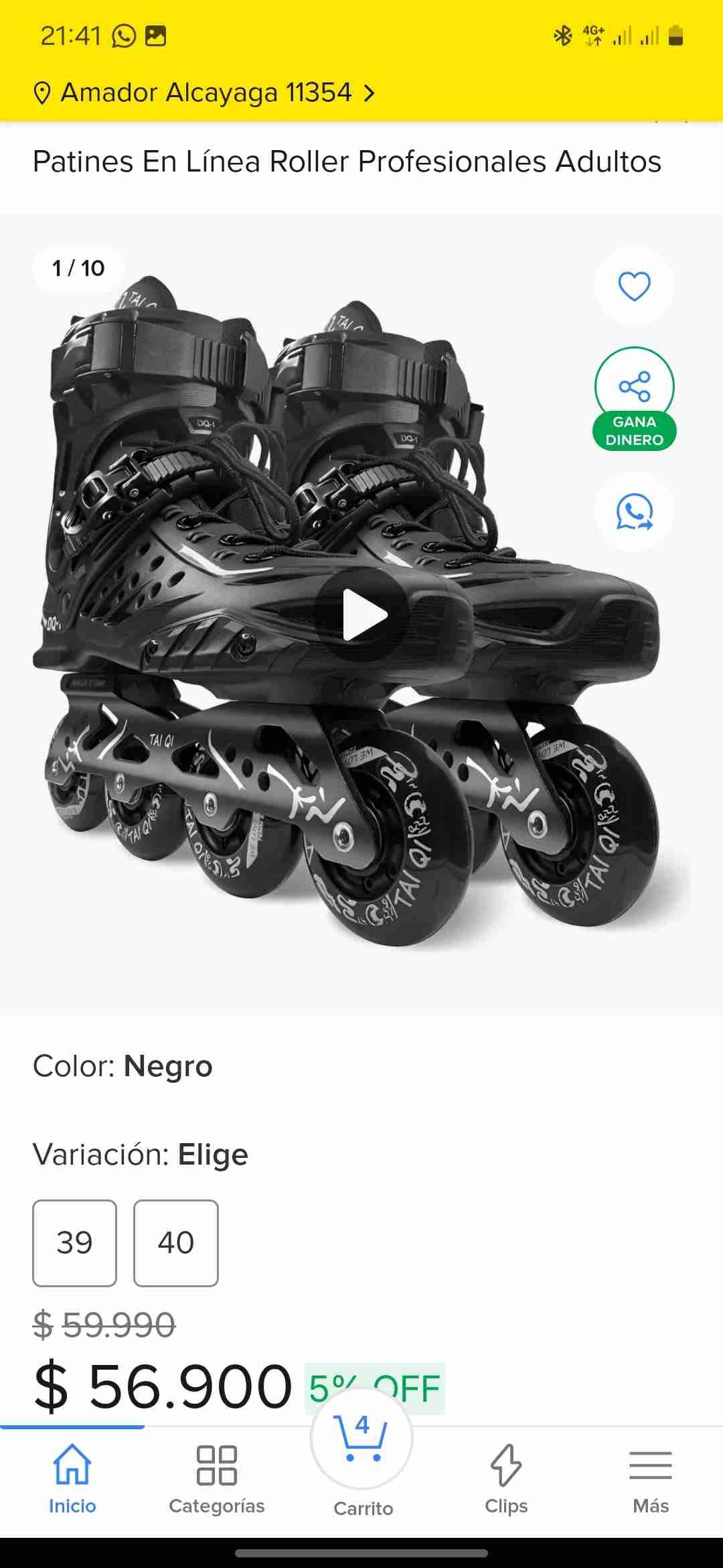 Patines rollers negros - miniatura 2