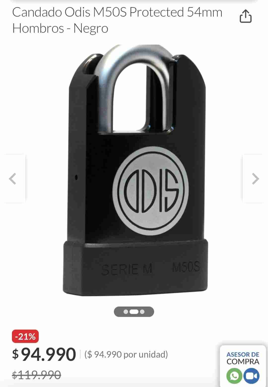 Candado Odis M50S Negro