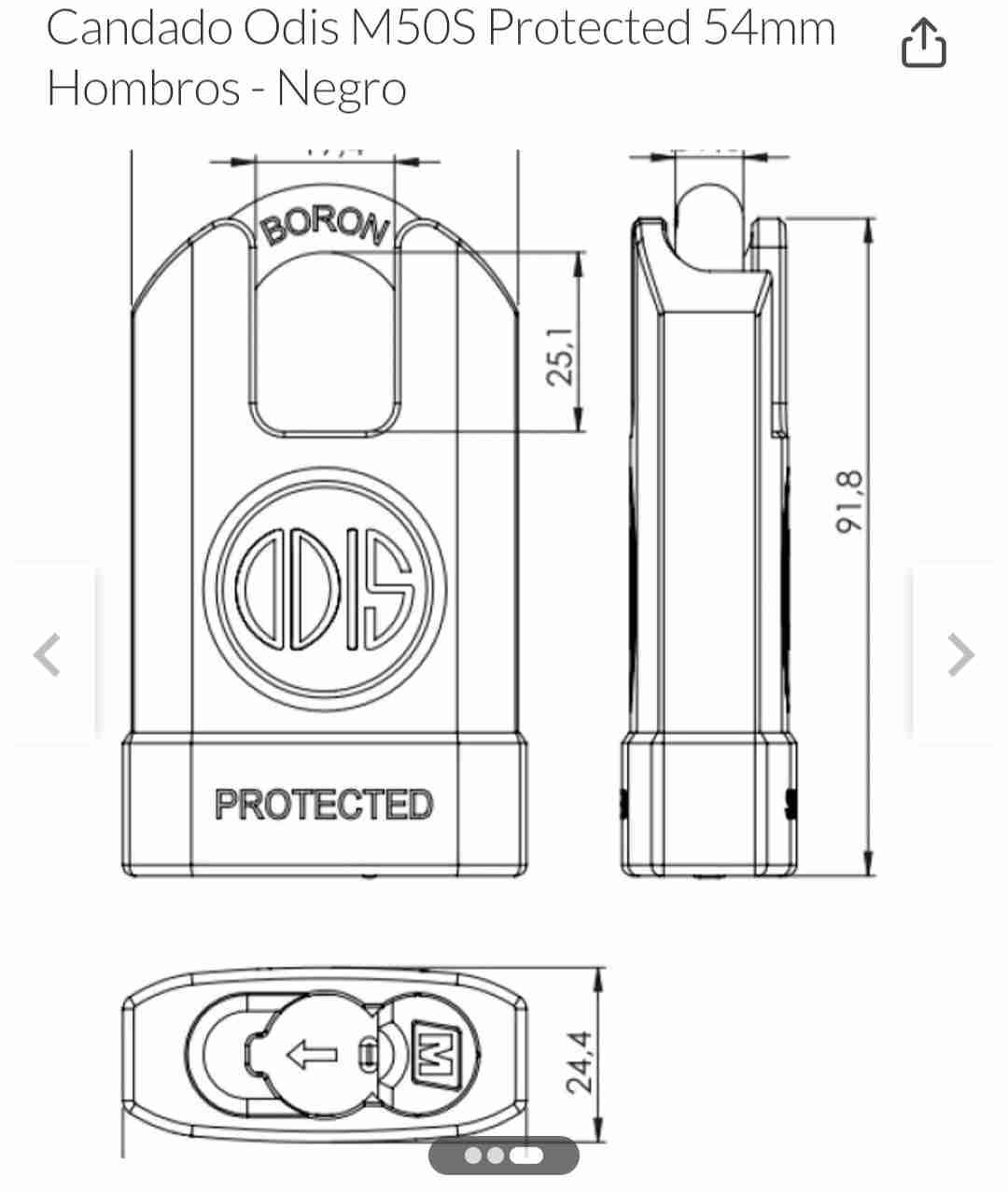 Candado Odis M50S Negro - miniatura 4