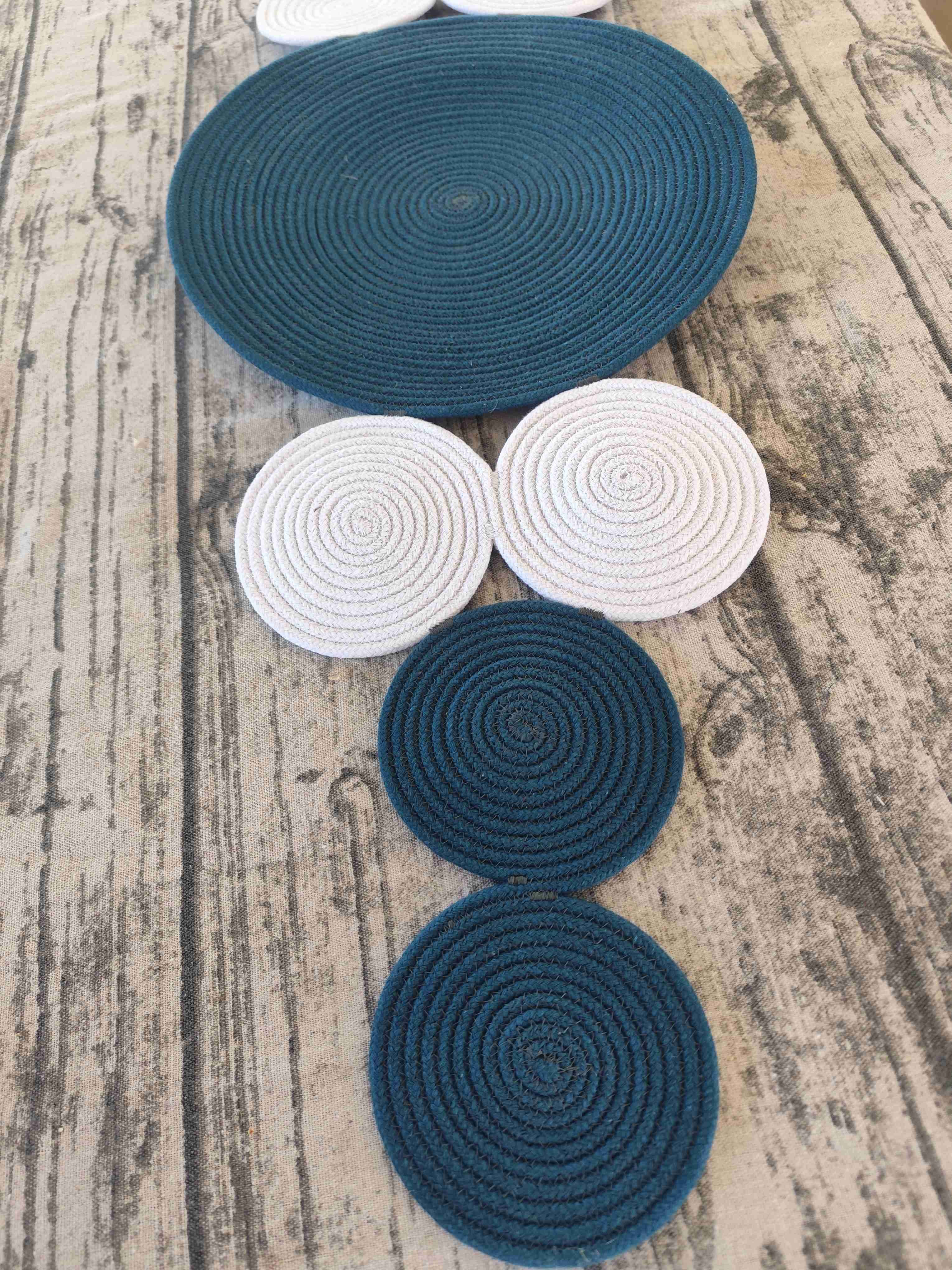 Camino de mesa  azul y blanco - miniatura 2