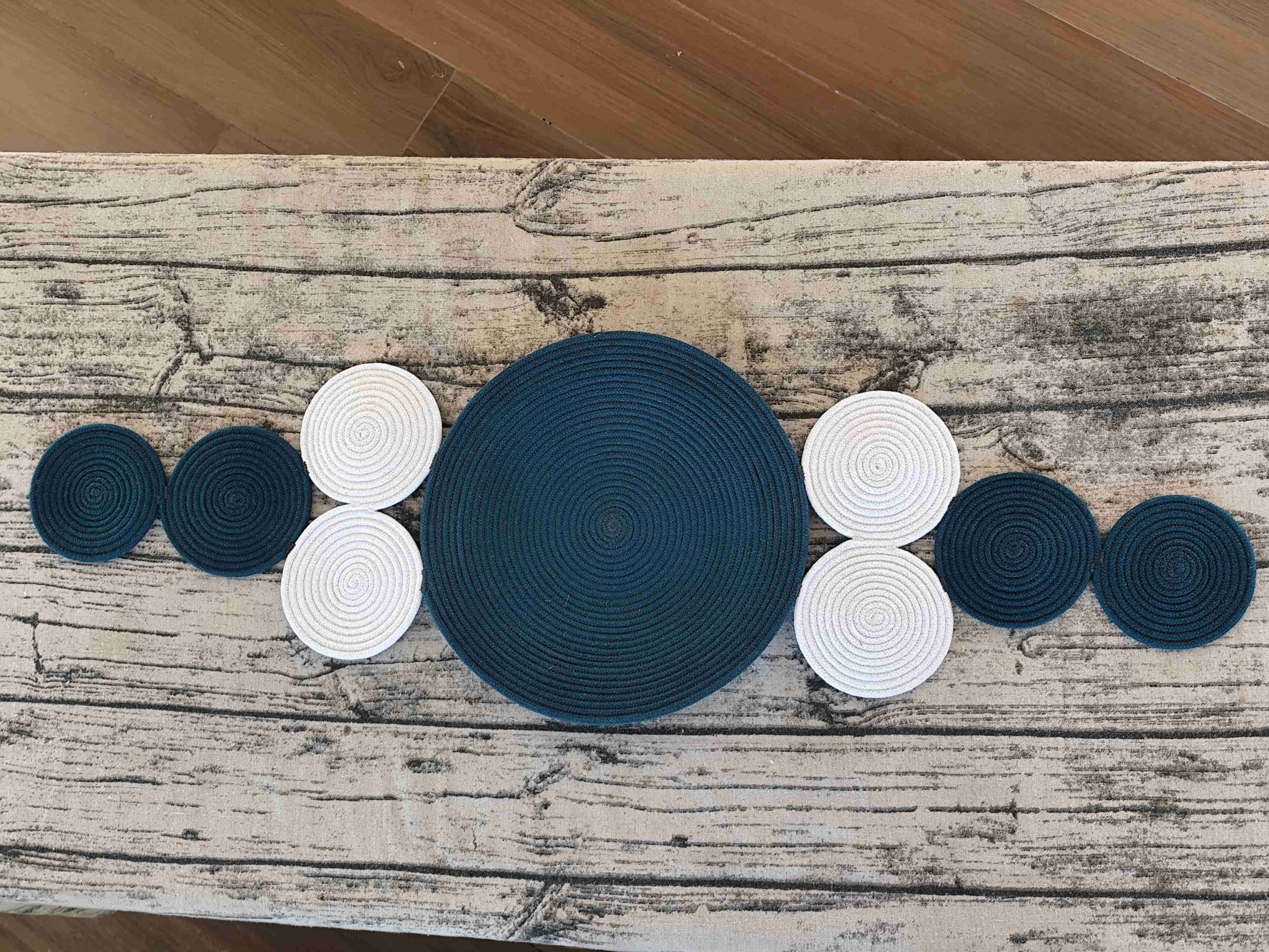 Camino de mesa  azul y blanco - miniatura 5