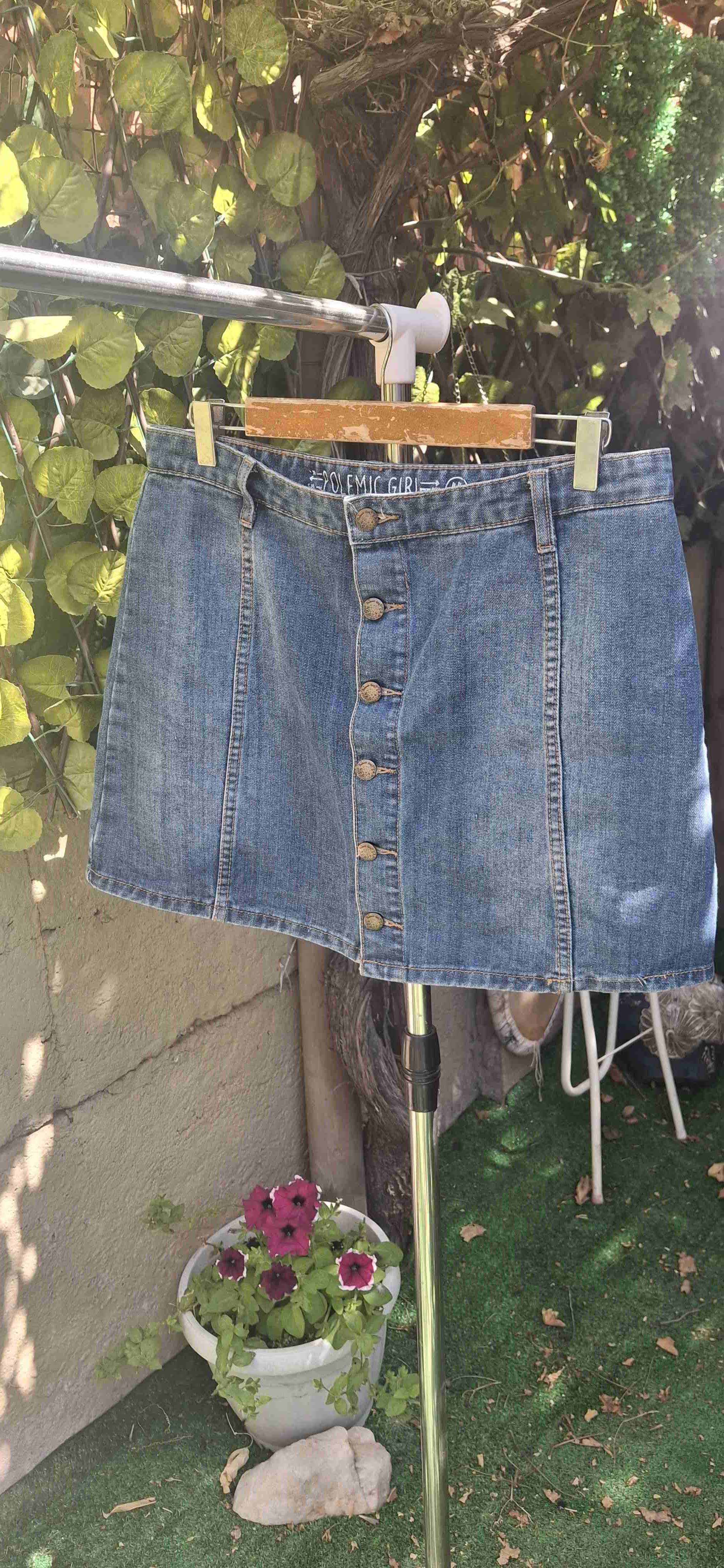 Falda denim abotonada mujer