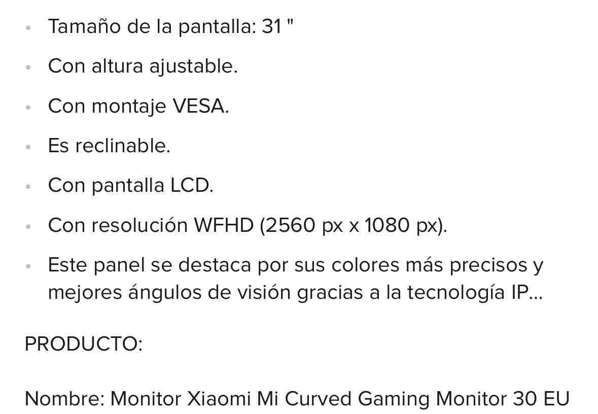 Monitor Xiaomi Mi Curved Gaming 30” - miniatura 4