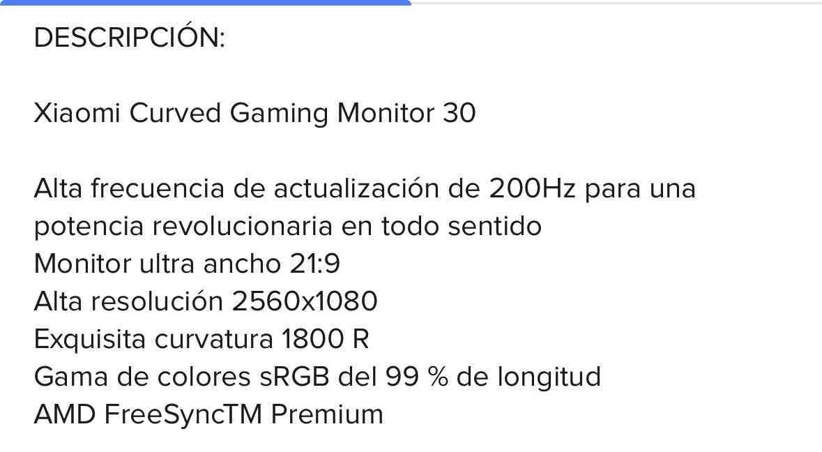 Monitor Xiaomi Mi Curved Gaming 30” - miniatura 5