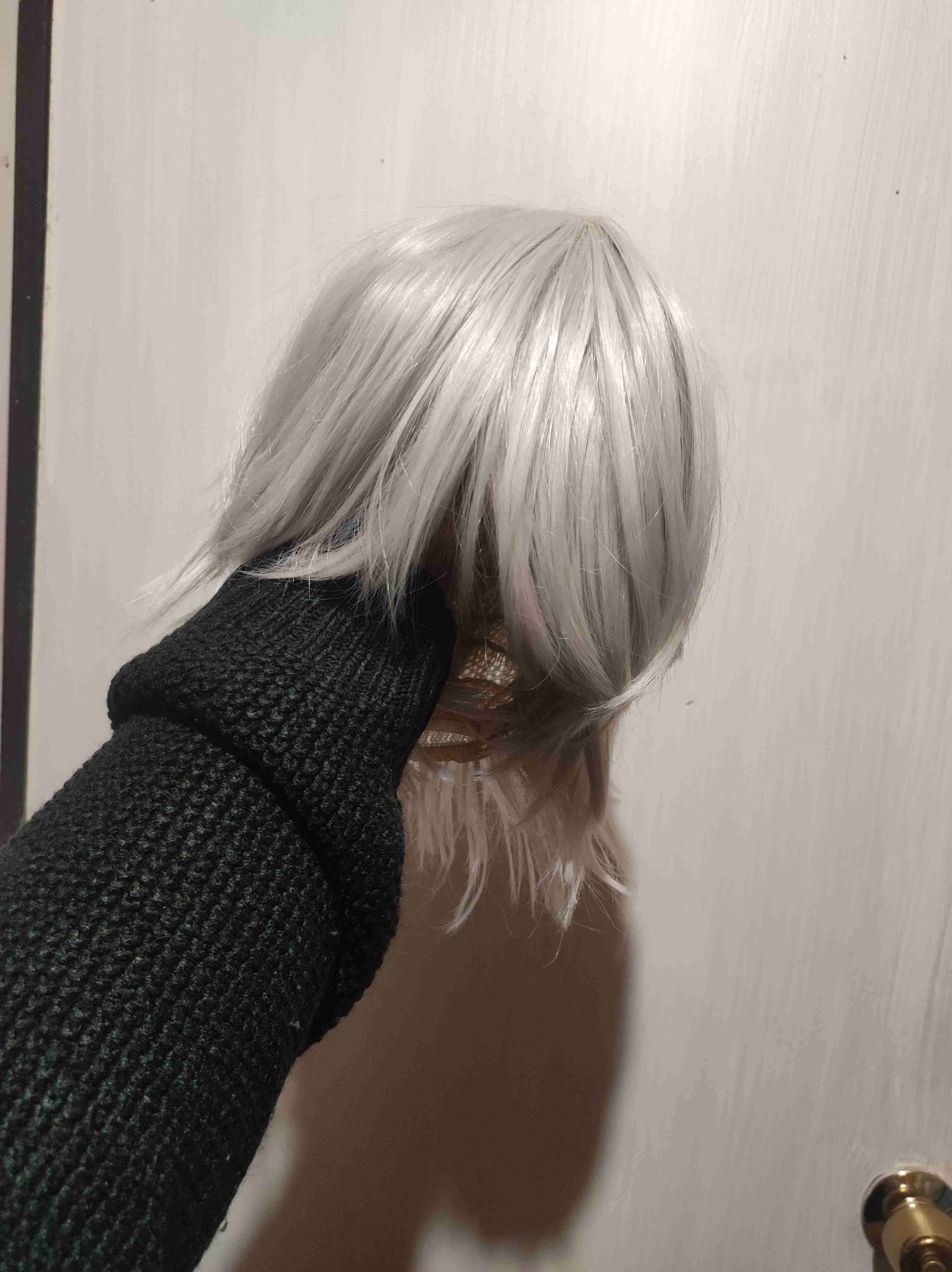 Peluca de cabello blanco platinado