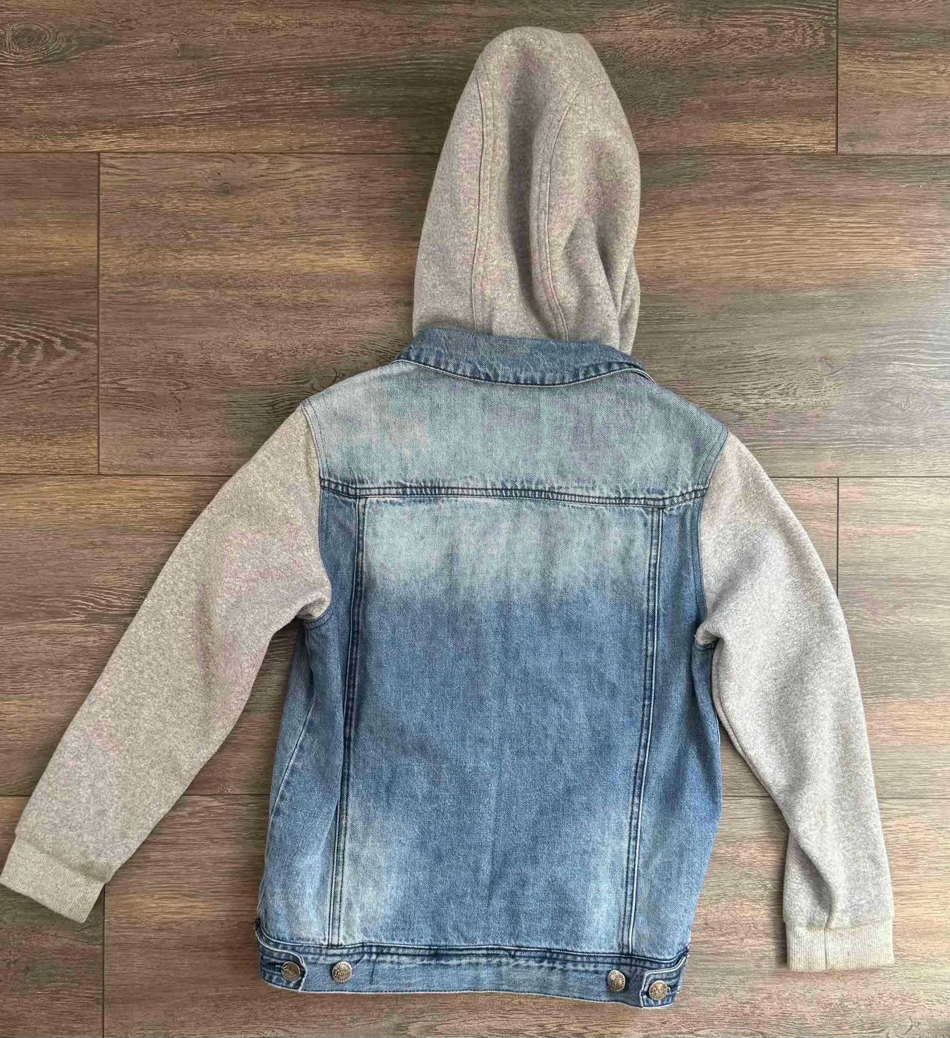Chaqueta denim con capucha gris - miniatura 2