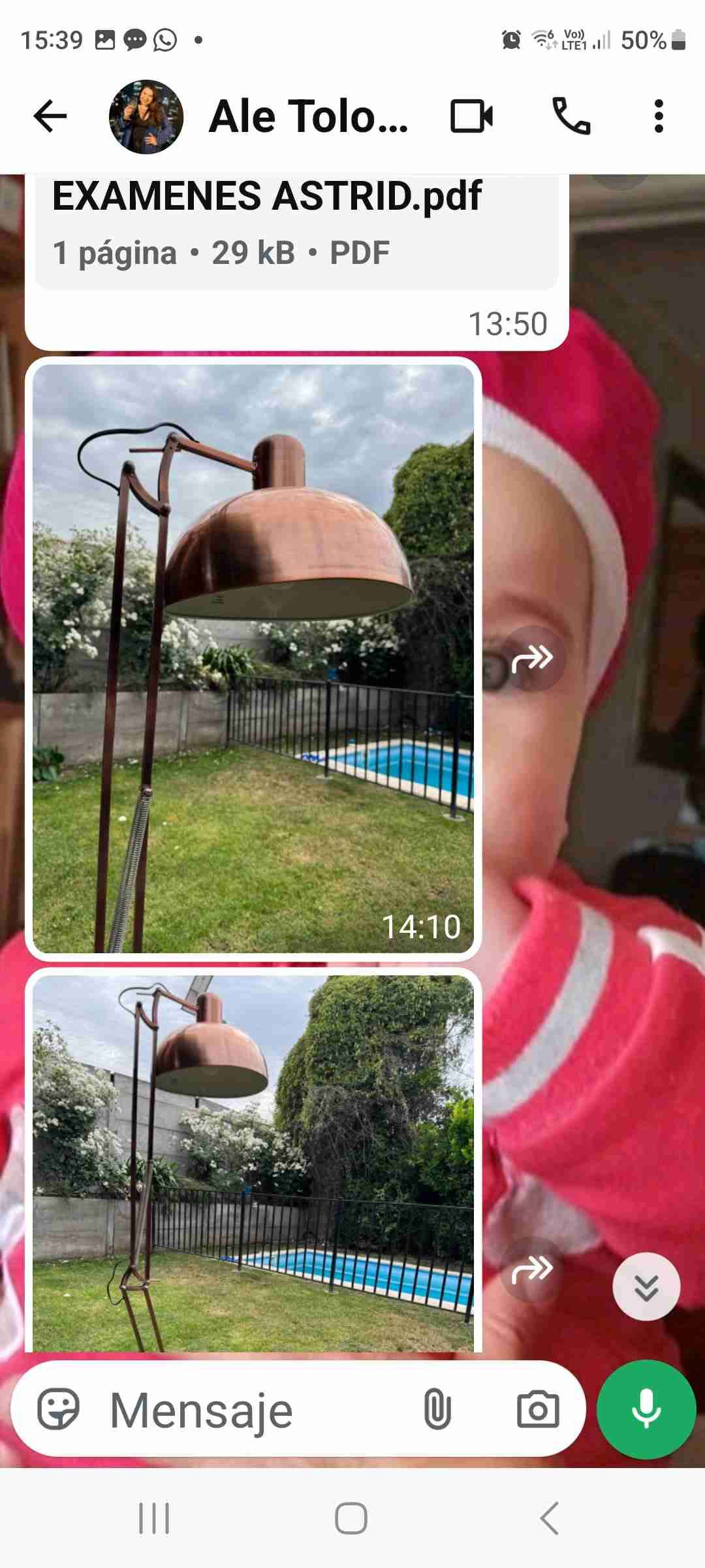 Lámpara de pie vintage cobre - miniatura 2