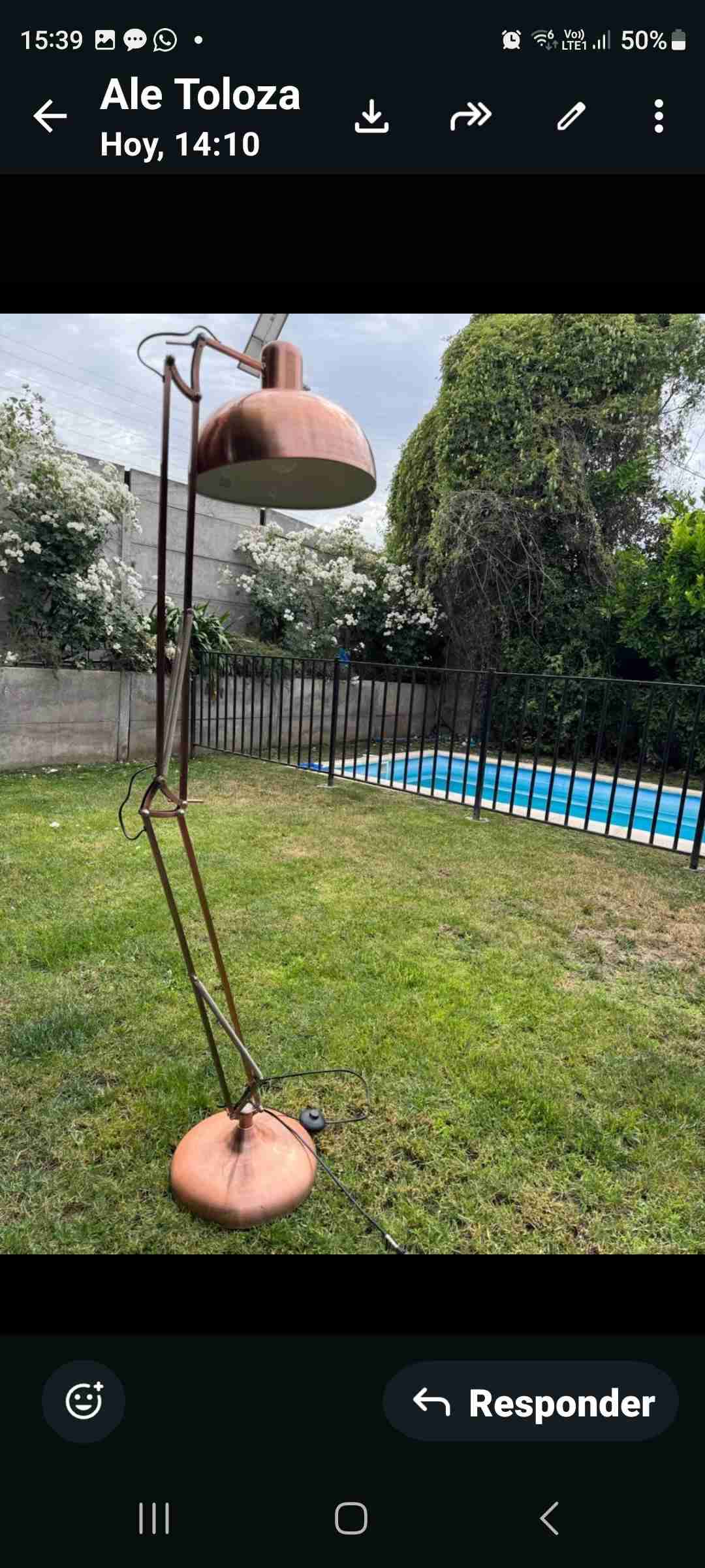 Lámpara de pie vintage cobre - miniatura 3