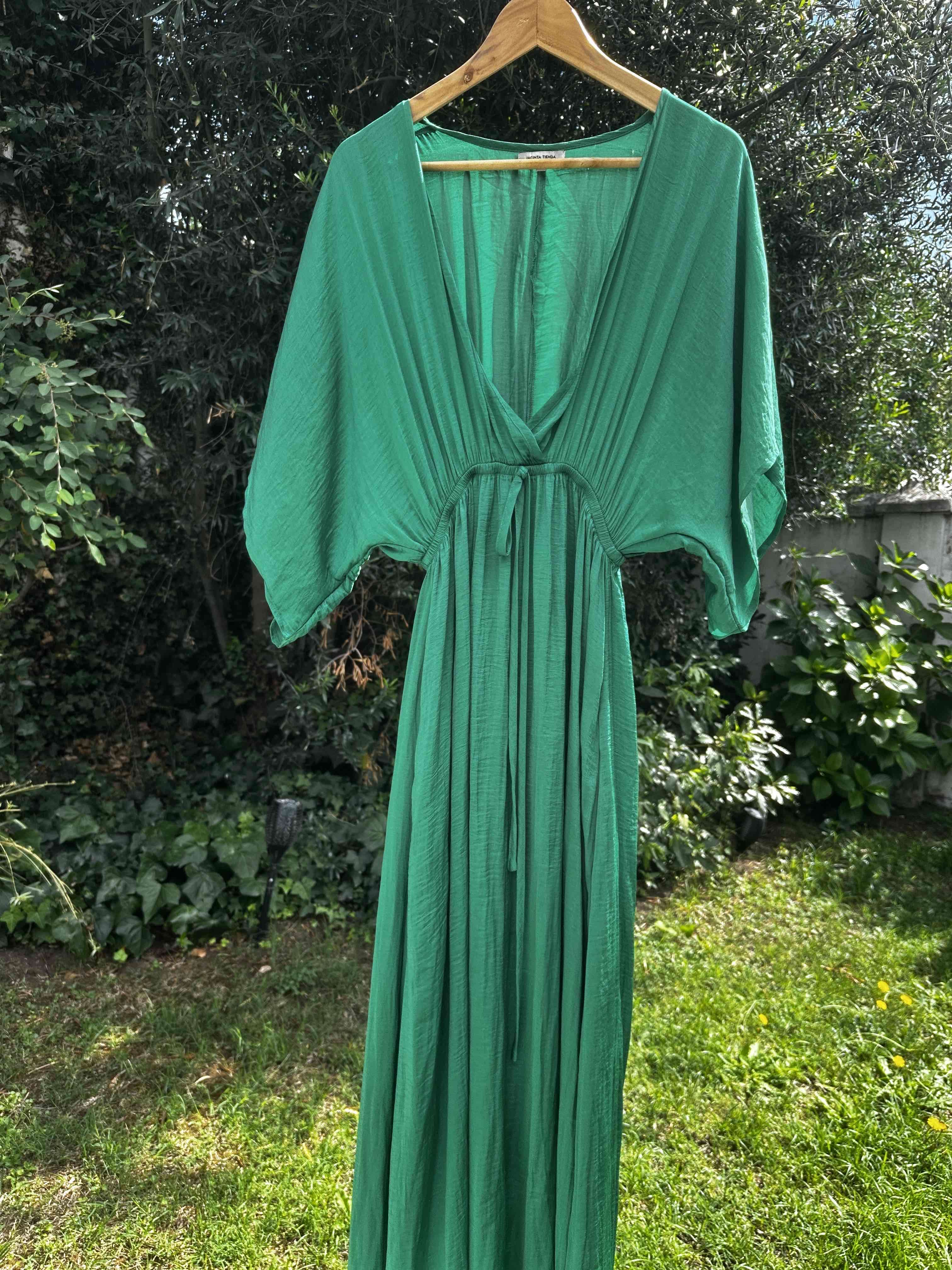 Vestido largo verde elegante - miniatura 2