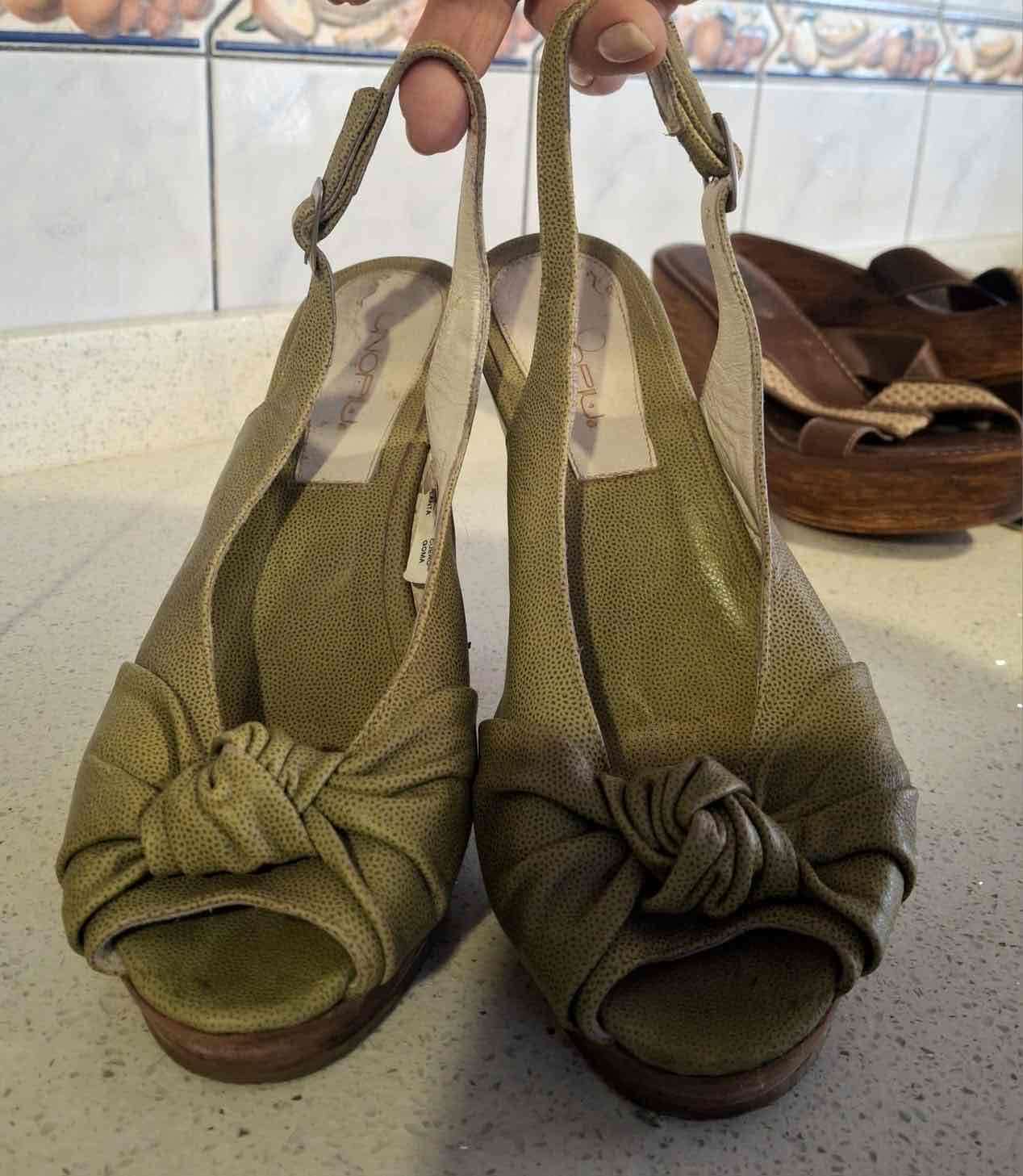 Sandalias con plataforma verde oliva - miniatura 2