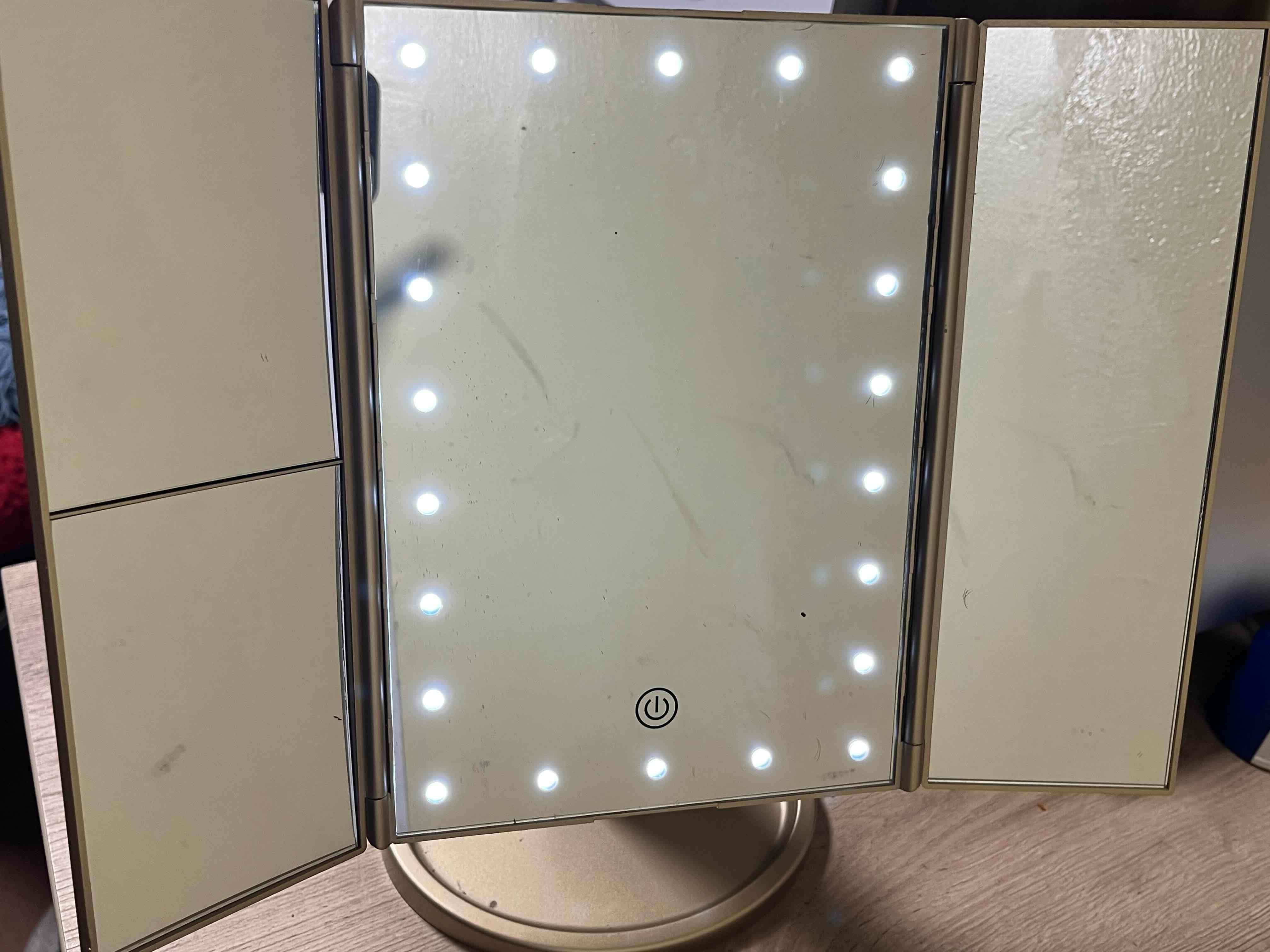 Espejo de maquillaje triple LED Lurella dorado - miniatura 2