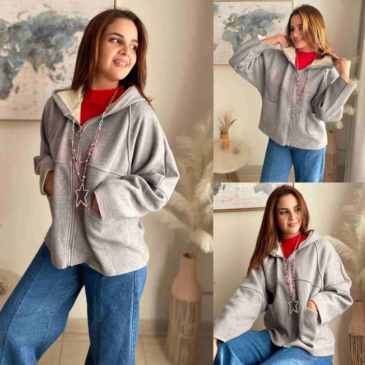 Polerón gris con capucha