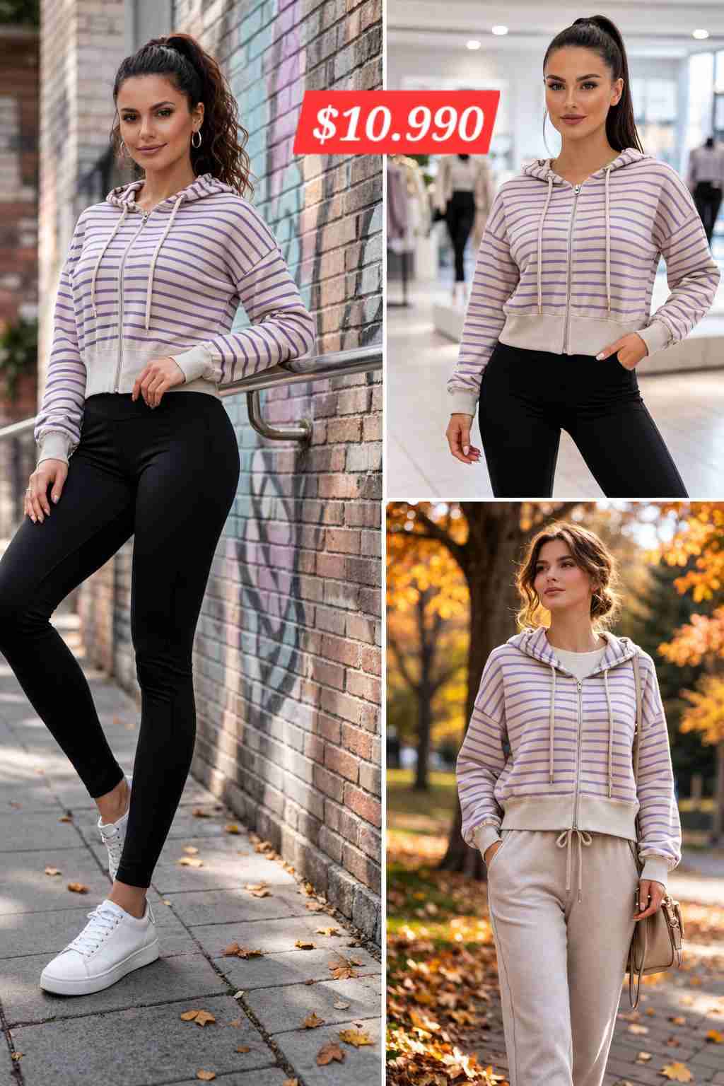 Polerón con capucha a rayas