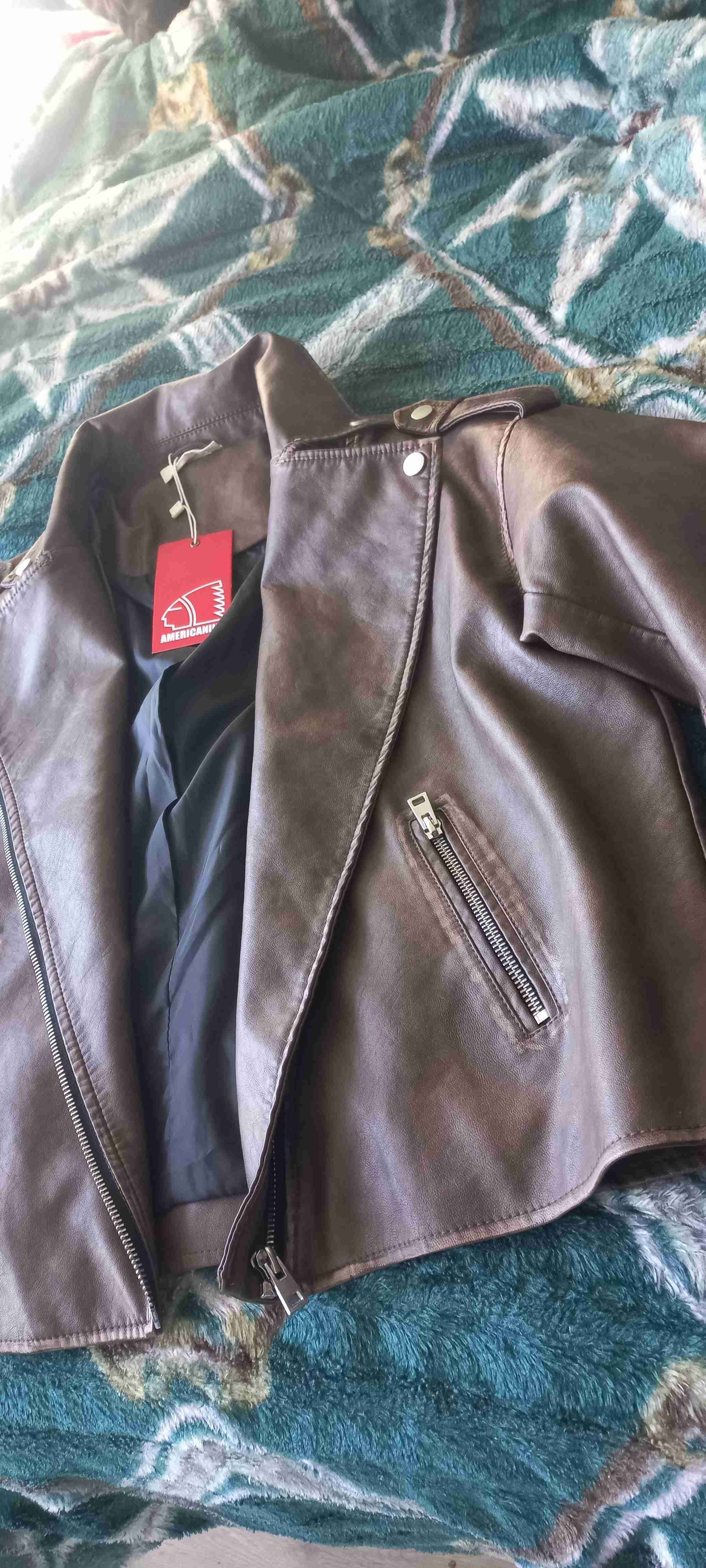 Chaqueta Americano de cuero café - miniatura 2
