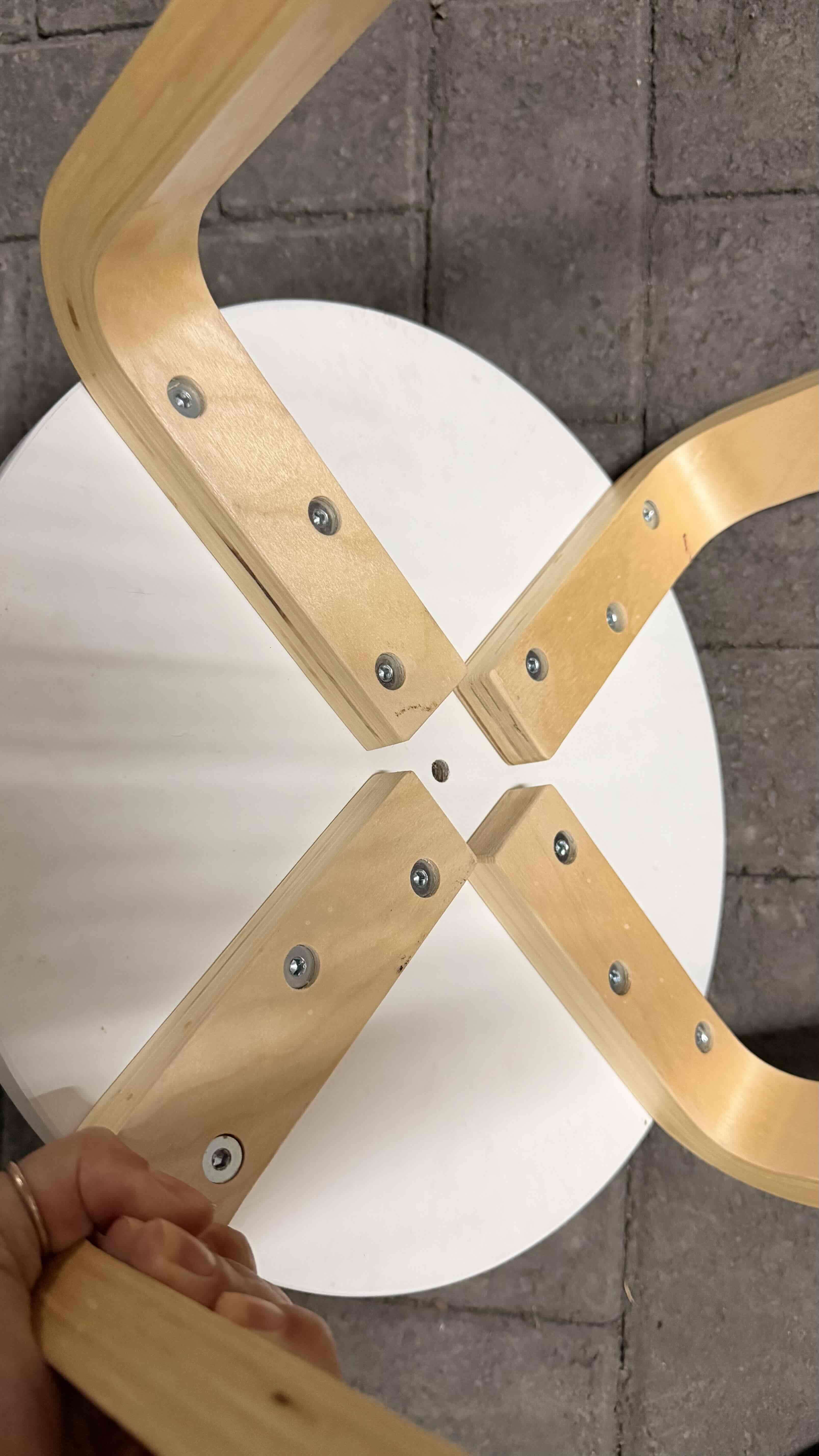 Banqueta de madera y blanco - miniatura 3